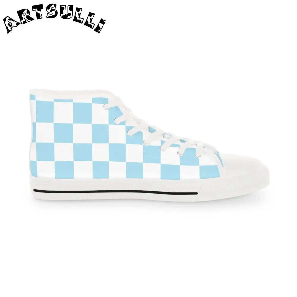 JAKKOUTTHEBXX Checkerboard Sky Blue Men’s High Top Sneakers