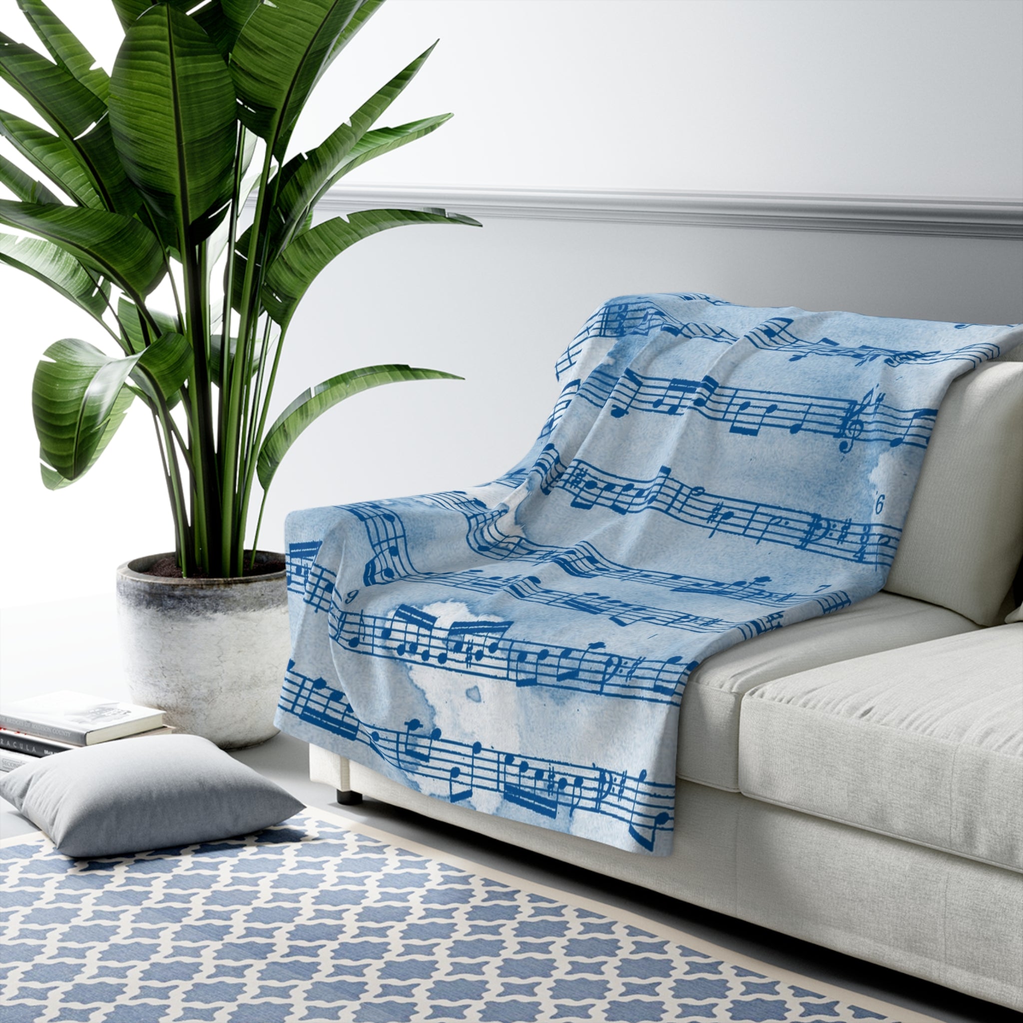 Drip Spill Type Beat Sheet Music Blue Sherpa Fleece Blanket, Artsulli - Art is Long, Life is Short, Home Decor, , , , , , , 