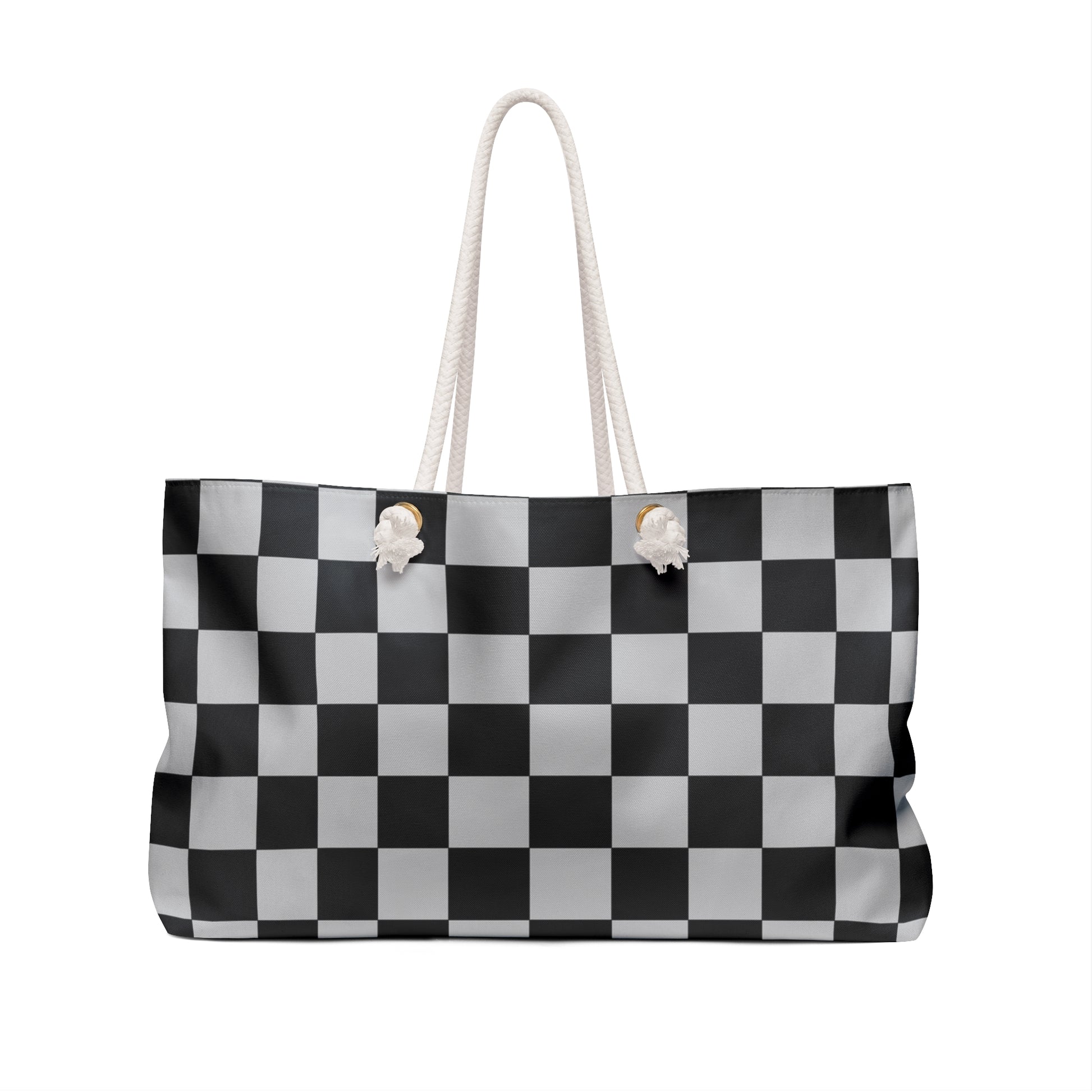 Checkerboard Dada Black and Light Gray Weekender Bag, Artsulli - Art is Long, Life is Short, Bags, , , , , , , 