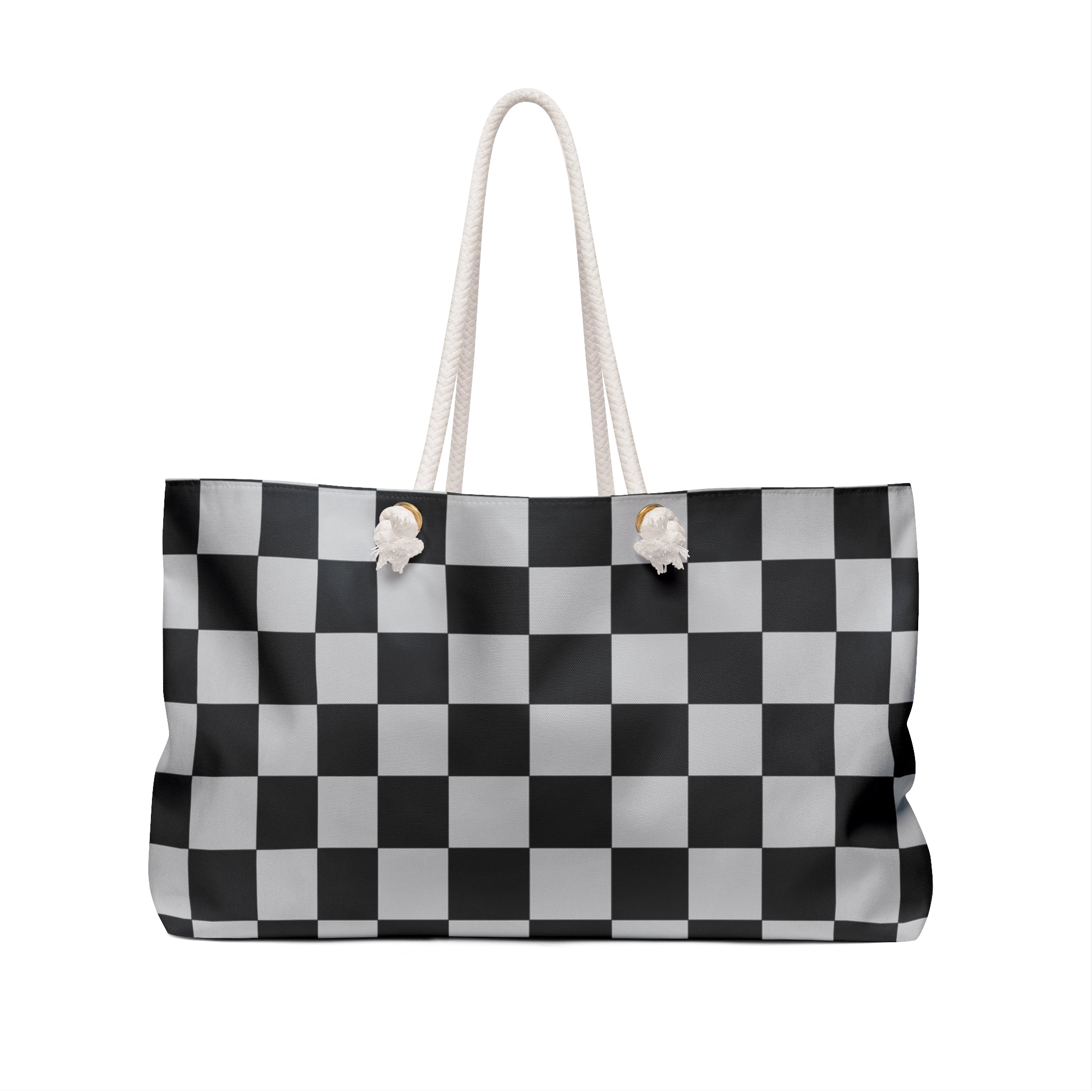 Checkerboard Dada Black and Light Gray Weekender Bag, Artsulli - Art is Long, Life is Short, Bags, , , , , , , 