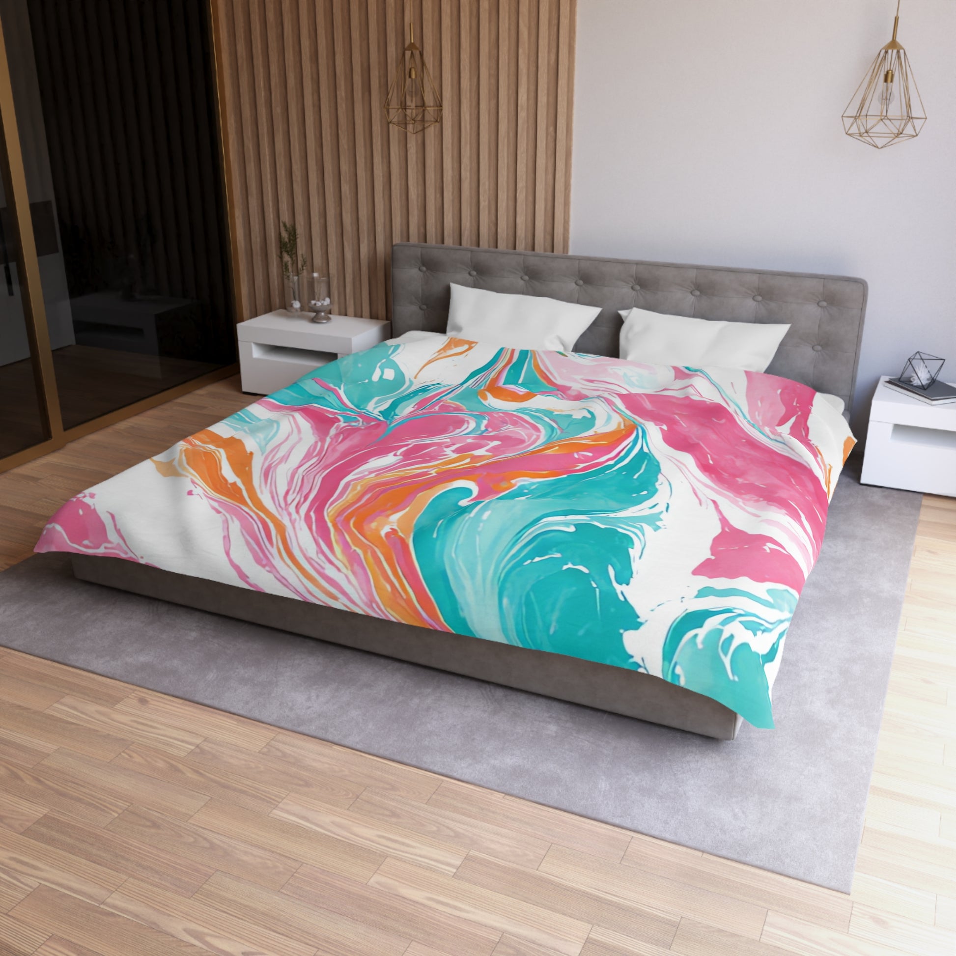 Liquid Pastel Spill Multi-Color Microfiber Duvet Cover, Artsulli - Art is Long, Life is Short, Home Decor, , , , , , , 