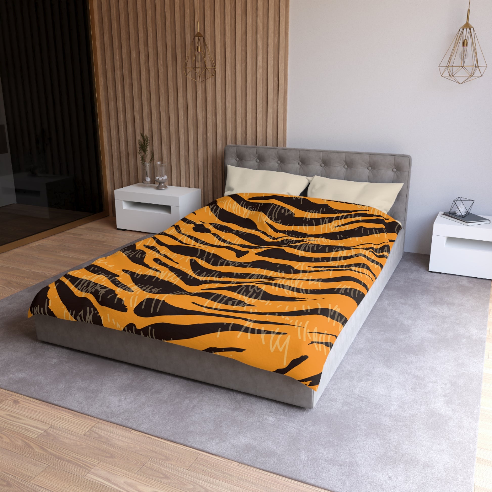 Tiger Scratches Orange & Black Microfiber Duvet Cover, Artsulli - Art is Long, Life is Short, Home Decor, , , , , , , 