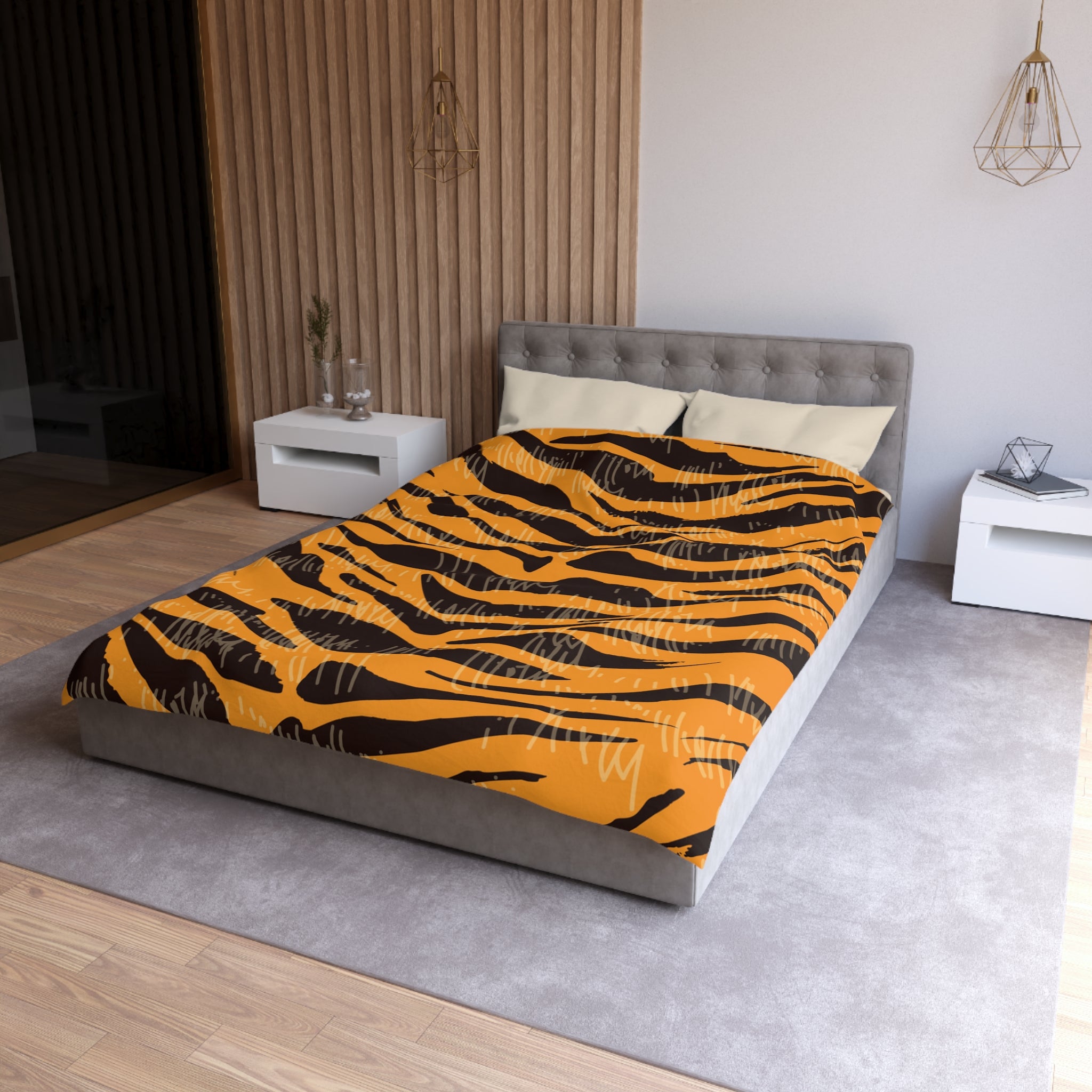 Tiger Scratches Orange & Black Microfiber Duvet Cover, Artsulli - Art is Long, Life is Short, Home Decor, , , , , , , 