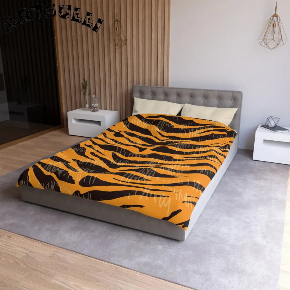 JAKKOUTTHEBXX Tiger Scratches Orange & Black Microfiber Duvet Cover