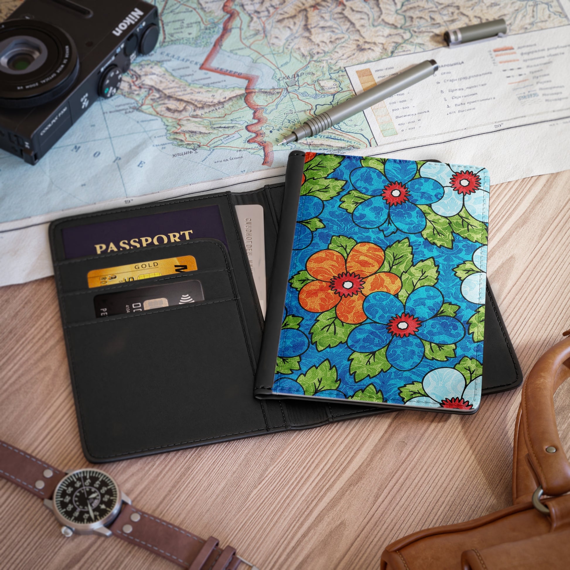 Blue Orange Groovy Passport Cover, Artsulli - Art is Long, Life is Short, Accessories, , , , , , , 