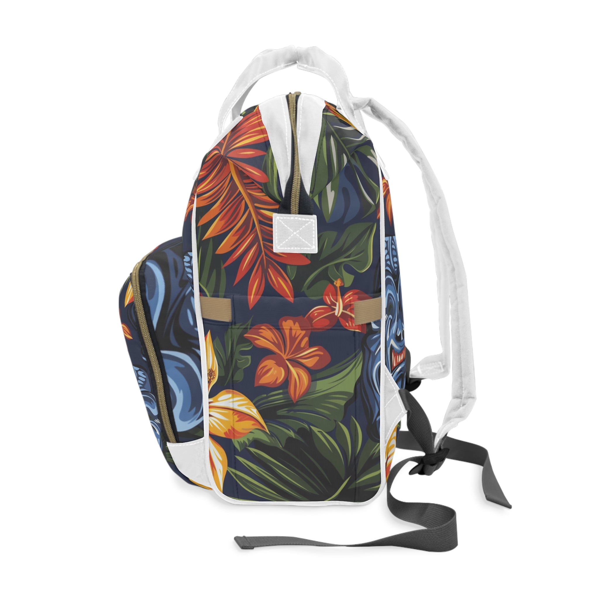 Tiki Bloom Navy Multifunctional Diaper Backpack, Artsulli - Art is Long, Life is Short, Bags, , , , , , , 