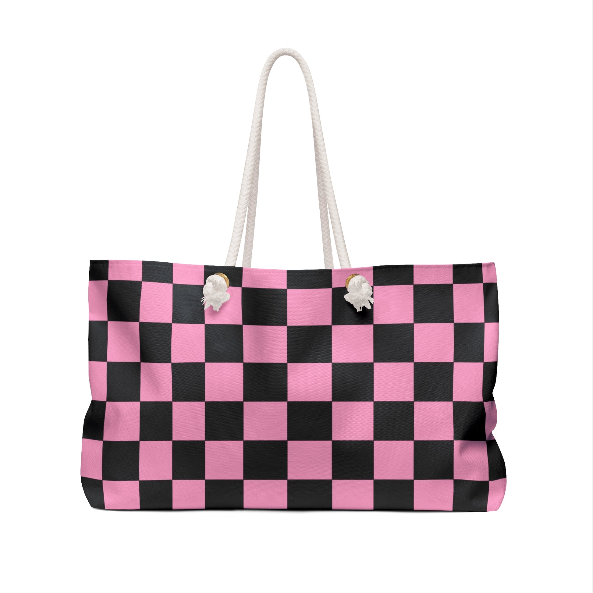 Checkerboard Black and Pink Weekender Bag, Artsulli - Art is Long, Life is Short, Bags, , , , , , , 