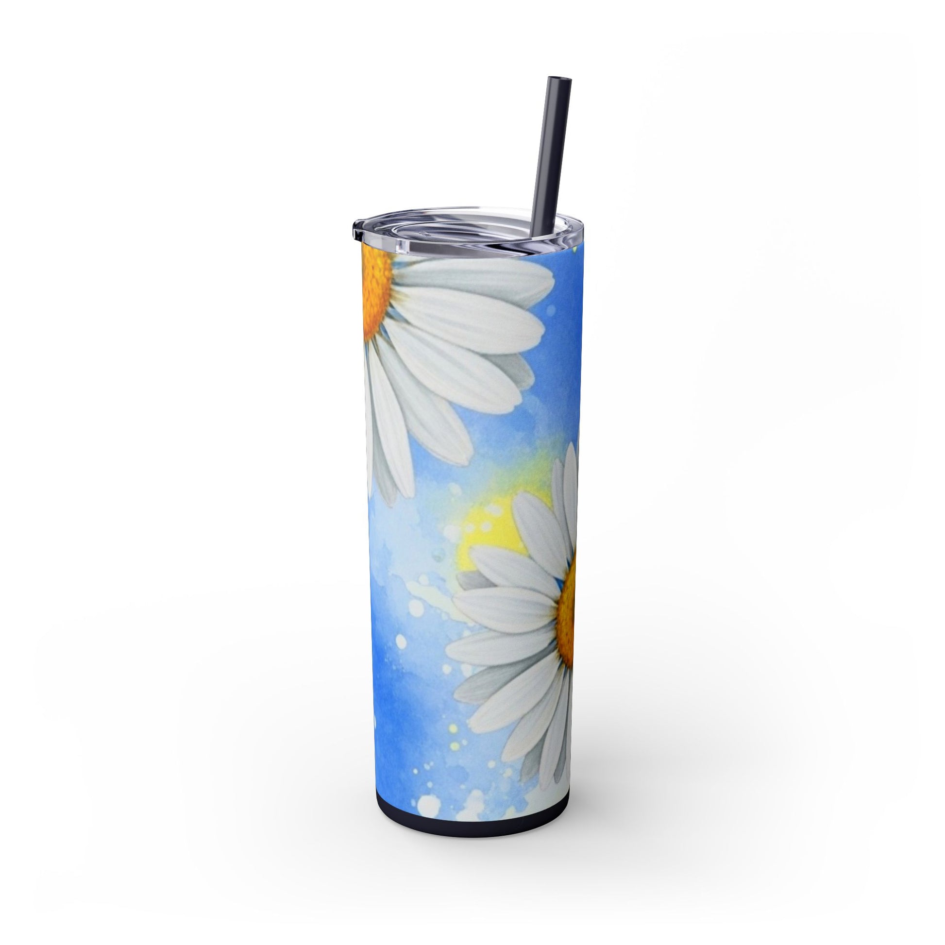Daisies Skinny Tumbler with Straw, 20oz, Artsulli - Art is Long, Life is Short, Mug, , , , , , , 