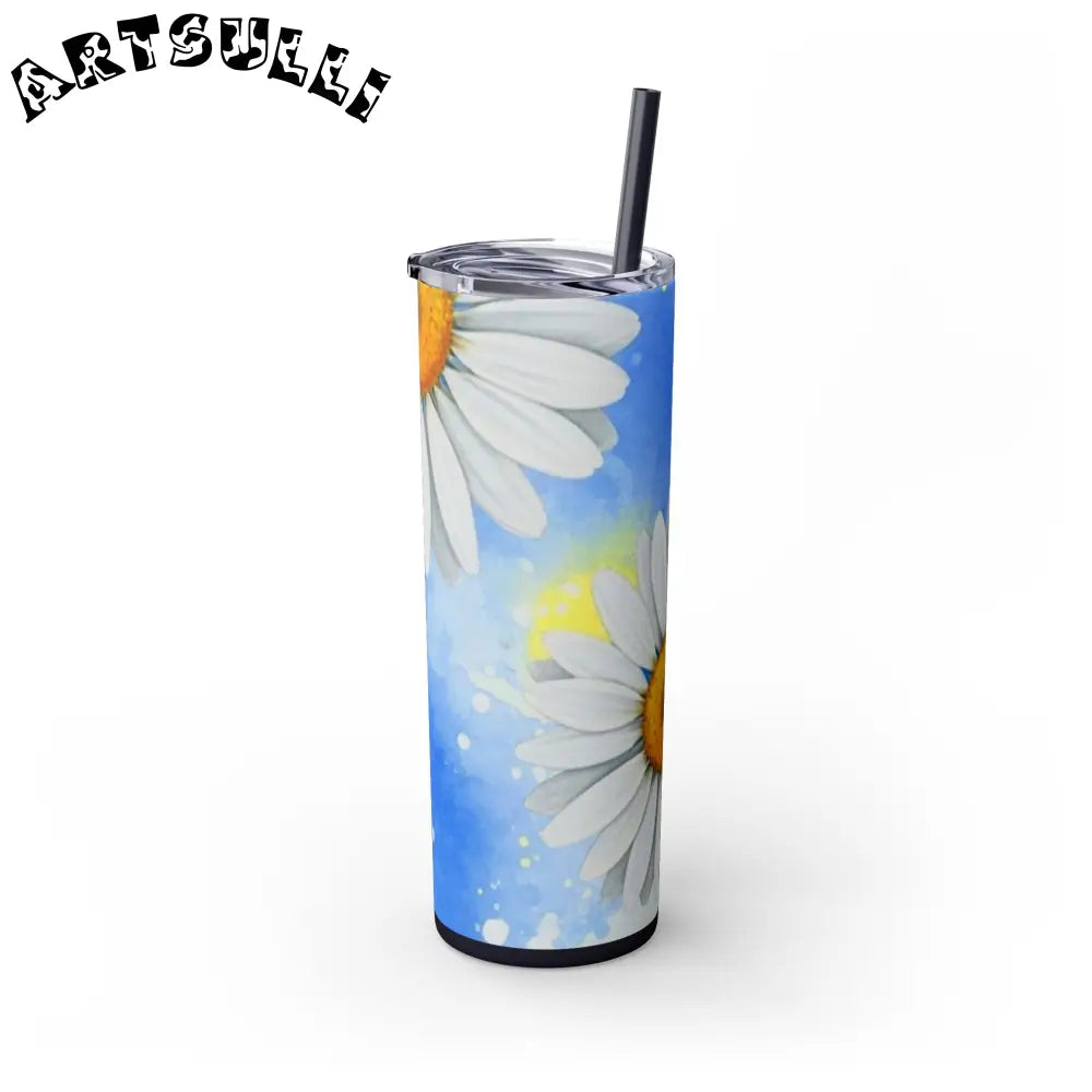 JAKKOUTTHEBXX Daisies Skinny Tumbler with Straw 20oz JAKKOUTTHEBXX