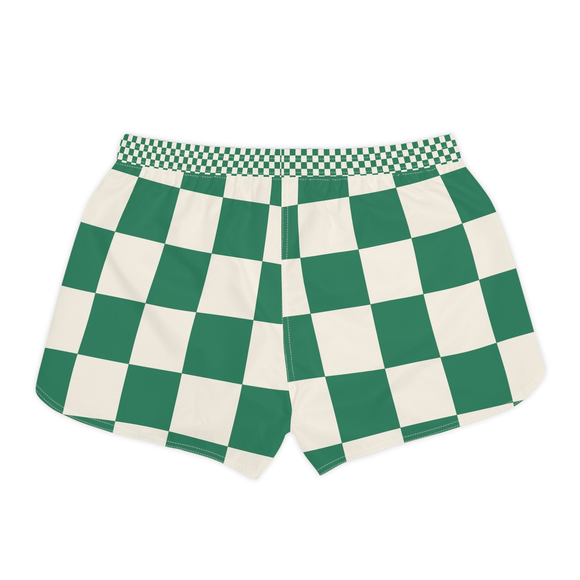 Checkerboard Dark Green Women's Casual Shorts (AOP), Artsulli - Art is Long, Life is Short, All Over Prints, , , , , , , 