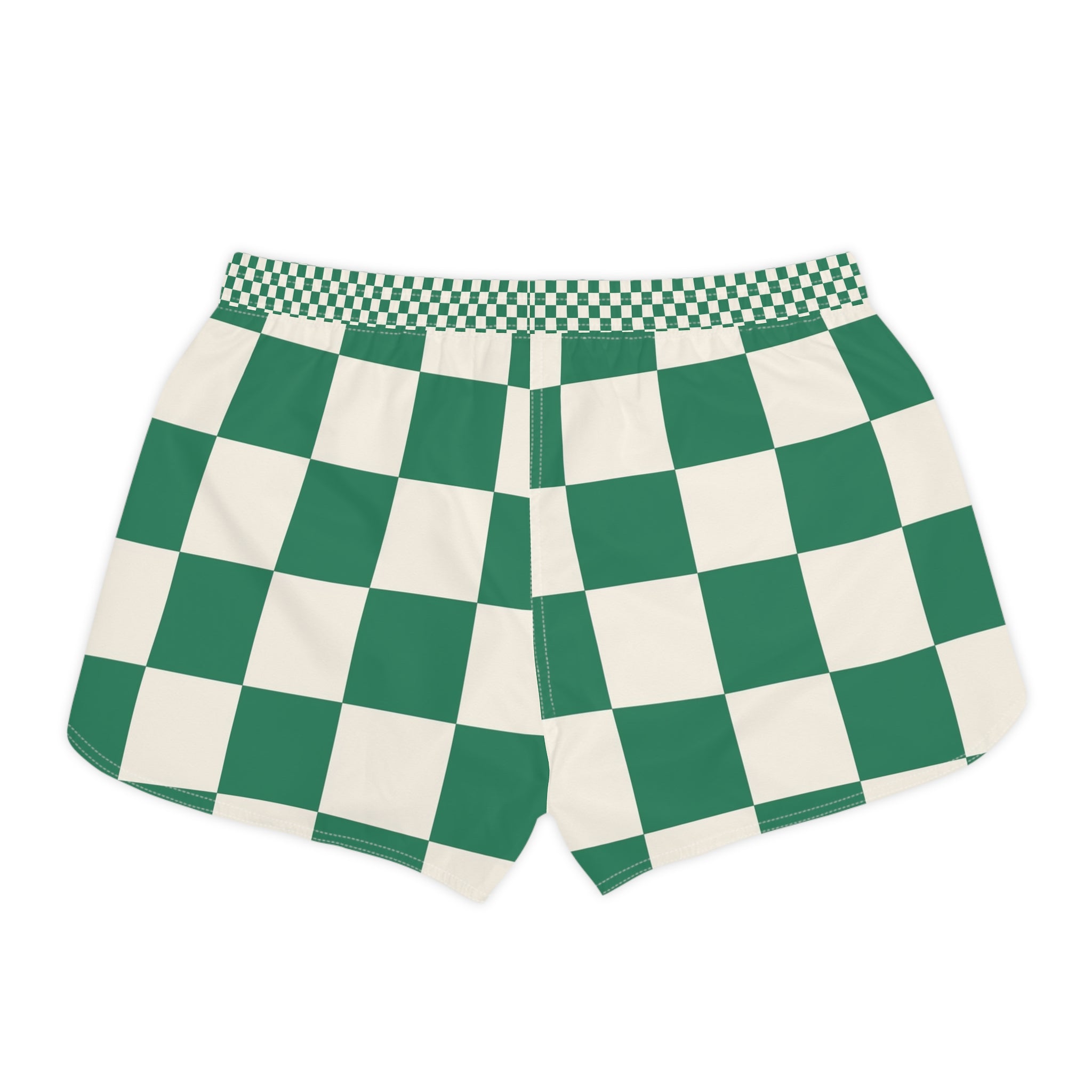 Checkerboard Dark Green Women's Casual Shorts (AOP), Artsulli - Art is Long, Life is Short, All Over Prints, , , , , , , 