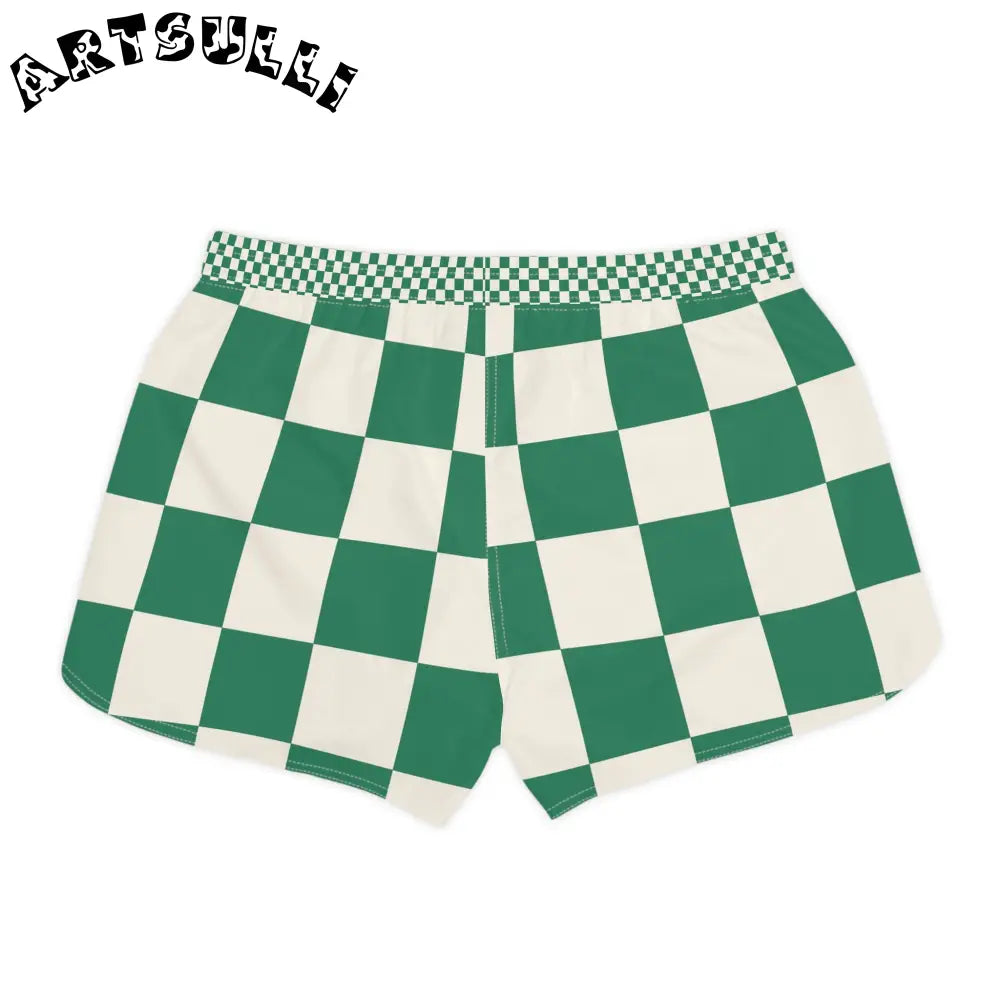 JAKKOUTTHEBXX Checkerboard Dark Green Women’s Casual Shorts (AOP)