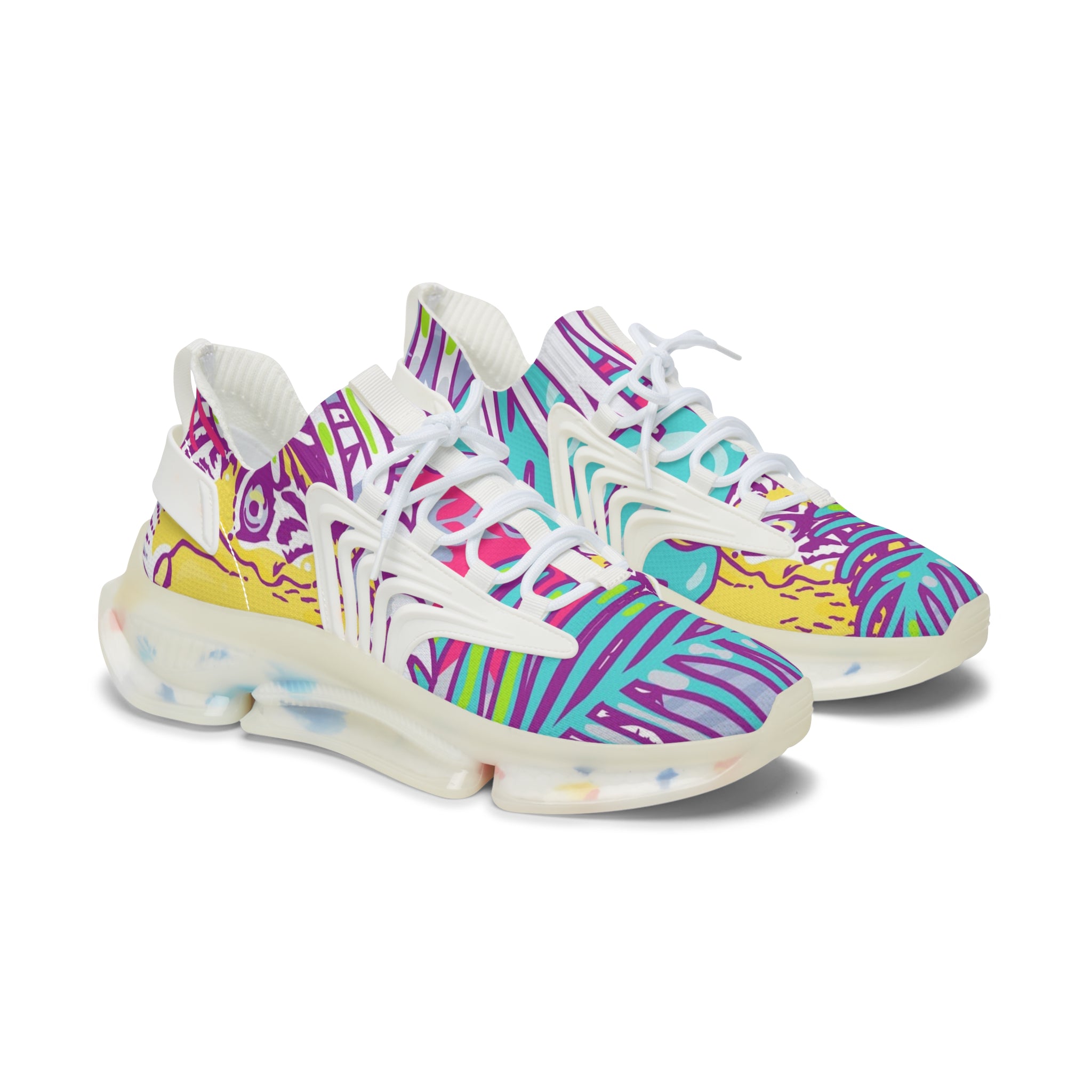 Tropical Jungle Tigers Torquise and Purple Women's Mesh Sneakers, Artsulli - Art is Long, Life is Short, Shoes, Color, White sole, Size, US 5.5, , , 15052624457071