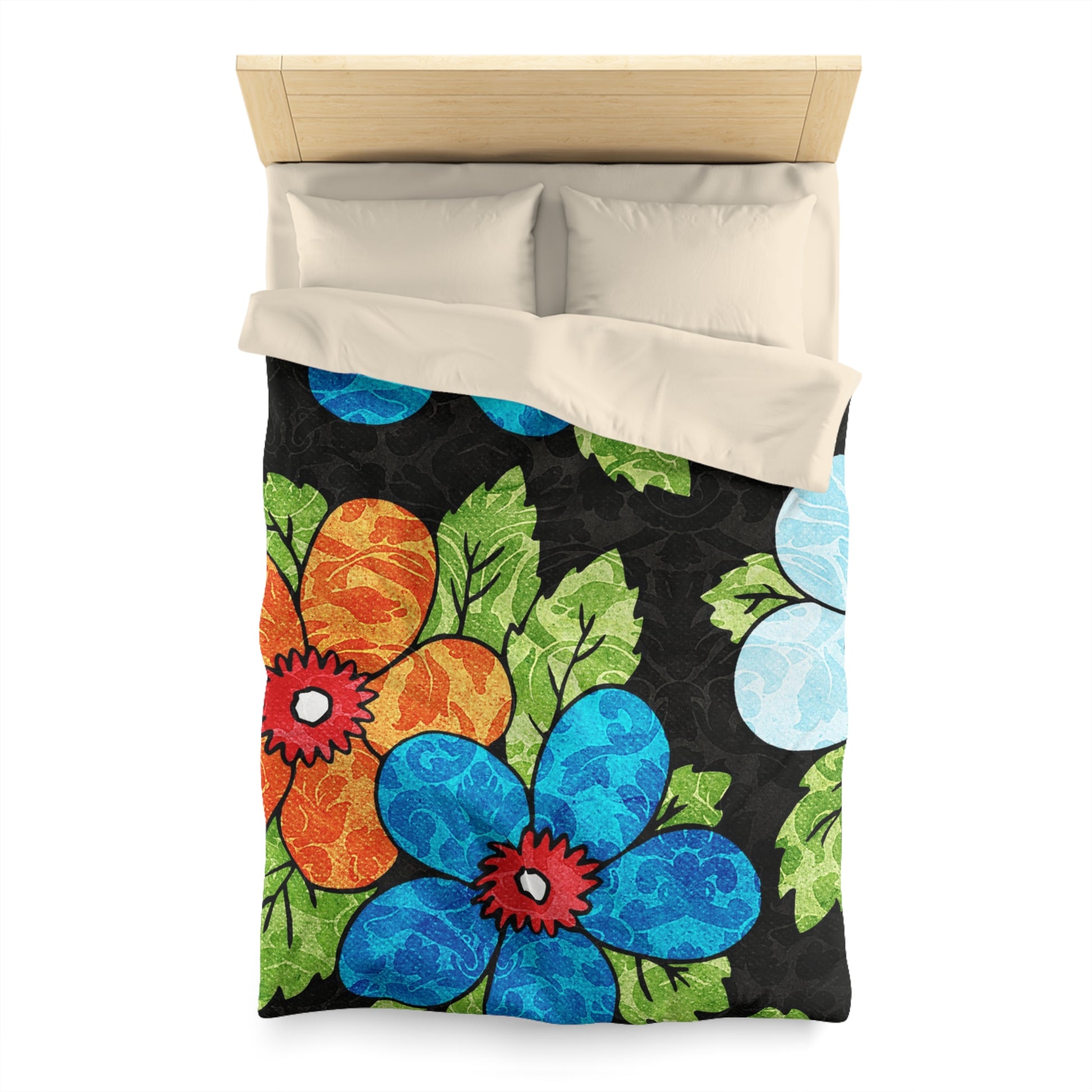 Groovy Black Floral Kl Microfiber Duvet Cover, Artsulli - Art is Long, Life is Short, Home Decor, , , , , , , 
