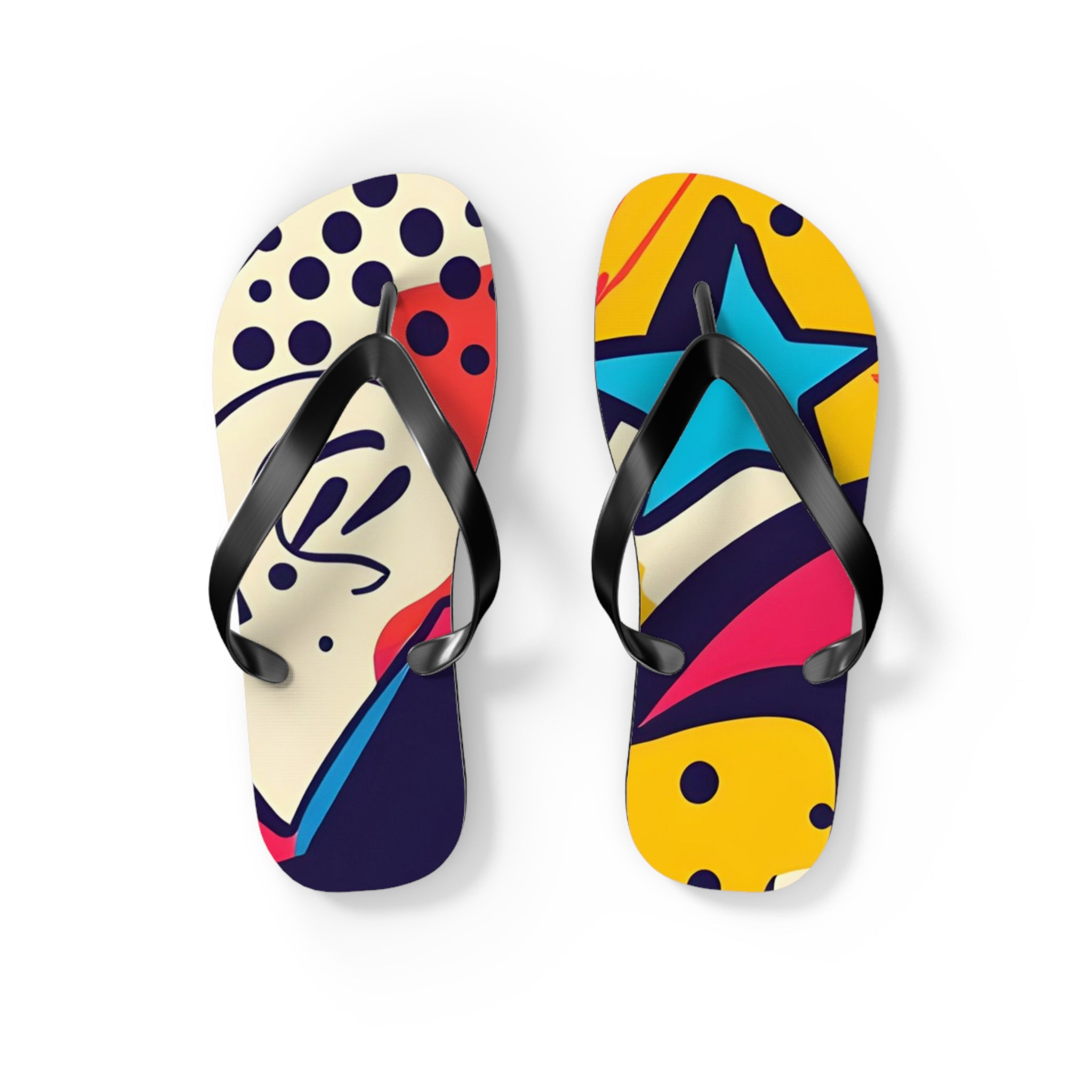 Comic x Pop Art Flip Flops, Artsulli - Art is Long, Life is Short, Shoes, Size, S, Color, Black sole, , , 21594716334557602160