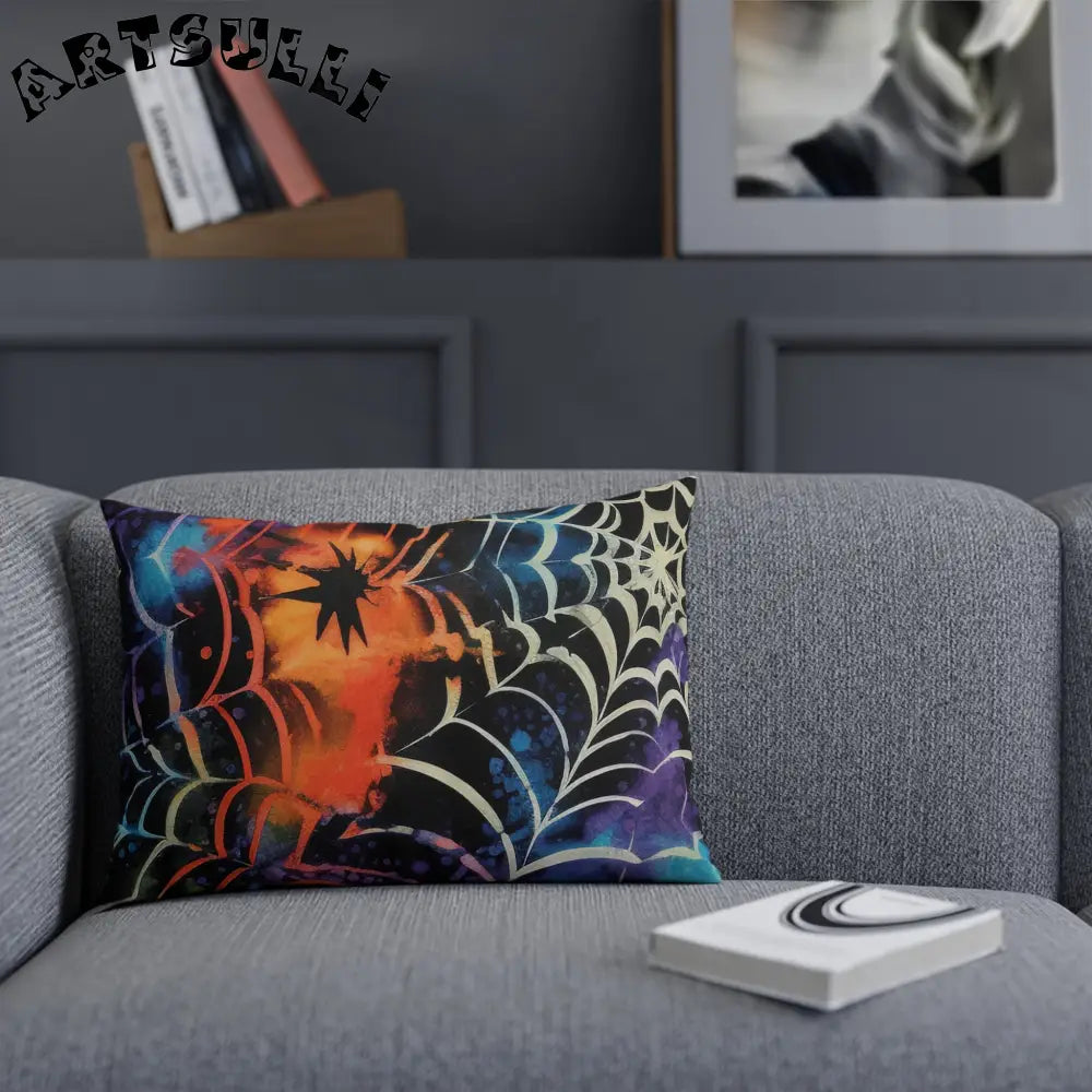JAKKOUTTHEBXX Spider Web Illustration Printed Halloween Pillow 2025