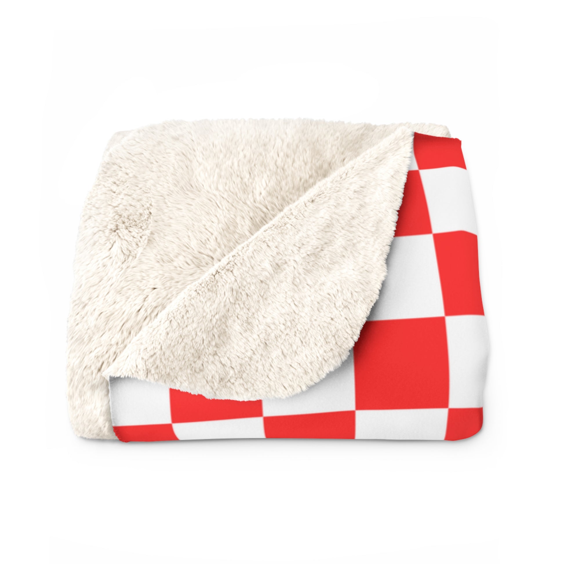 Checkerboard II Red and White Sherpa Fleece Blanket, Artsulli - Art is Long, Life is Short, Home Decor, , , , , , , 