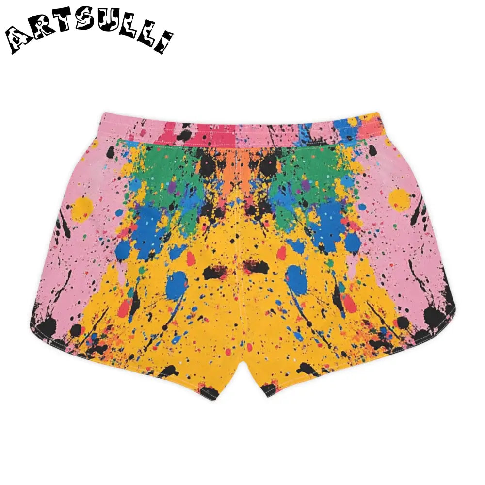 JAKKOUTTHEBXX The Colors Of Paint Splatter Women’s Casual Shorts