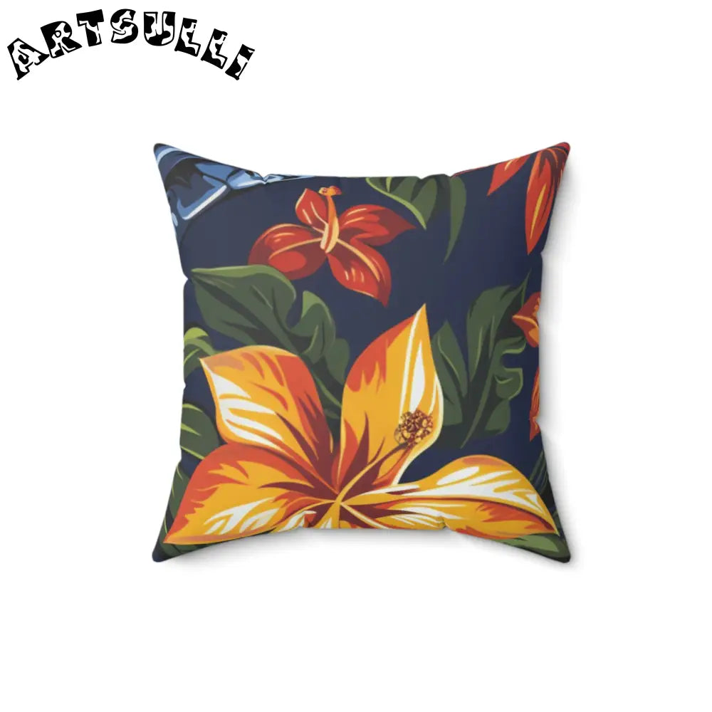 JAKKOUTTHEBXX Tropical Floral Dark Blue Indoor Pillow 2025