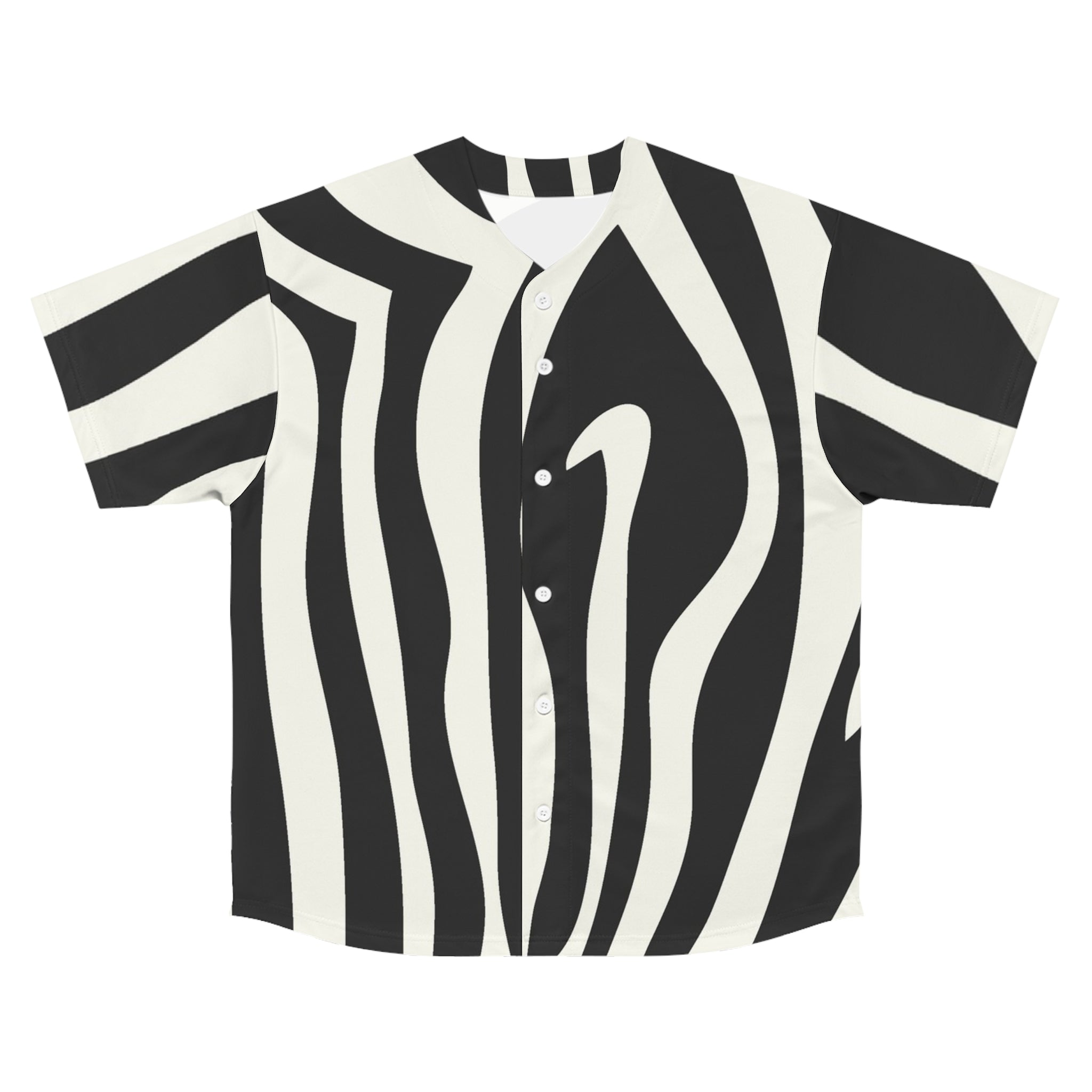 Melting Zebra Stripes Black and White Men's Baseball Jersey (AOP), Artsulli - Art is Long, Life is Short, All Over Prints, Size, S, Color, Seam thread color automatically matched to design, , , 69394208429490