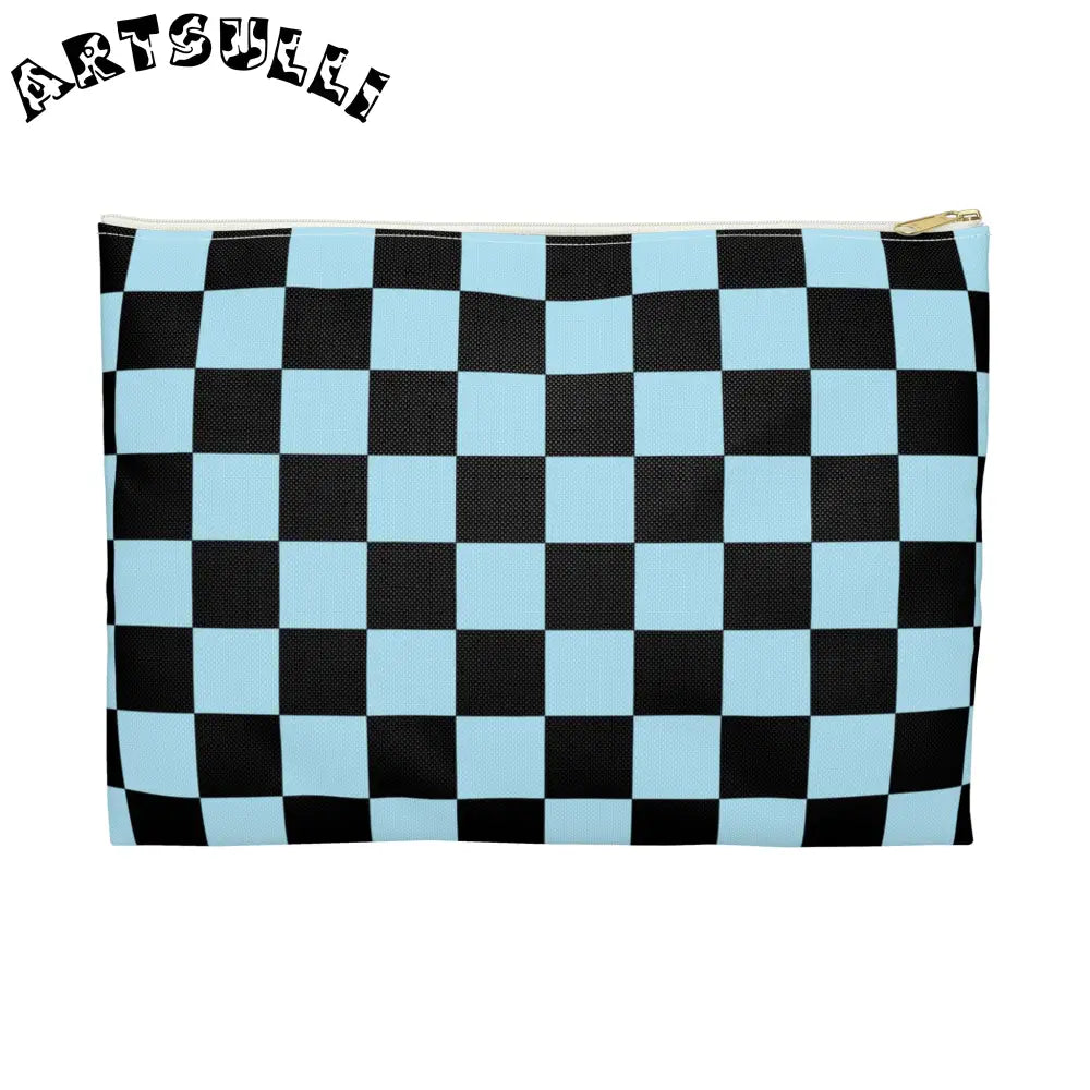 JAKKOUTTHEBXX Checkerboard Black and Blue Accessory Pouch