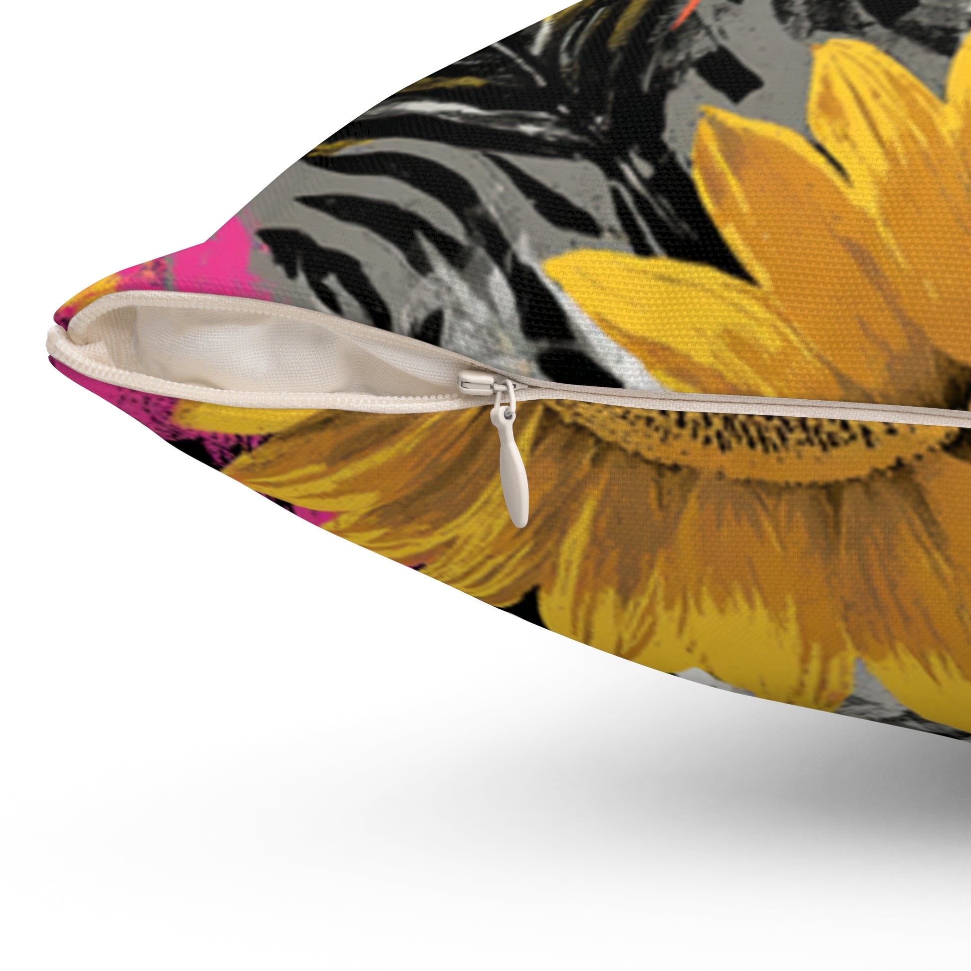Sunflower Zebra Acid Trip Spun Polyester Square Pillow, Artsulli - Art is Long, Life is Short, Home Decor, , , , , , , 