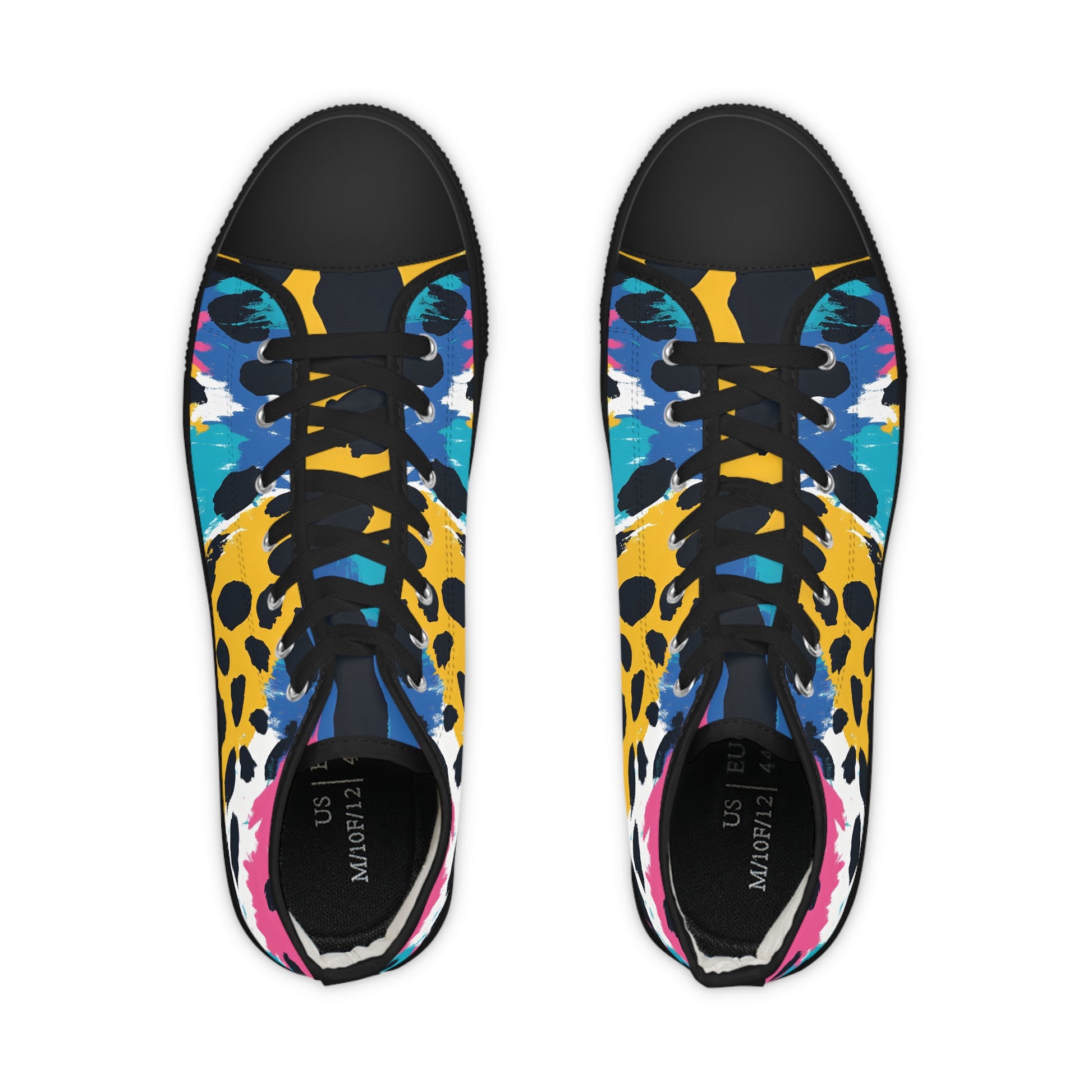 Leopard Print x Paint Brush Strokes Multi-Color Men's High Top Sneakers, Artsulli - Art is Long, Life is Short, Shoes, , , , , , , 