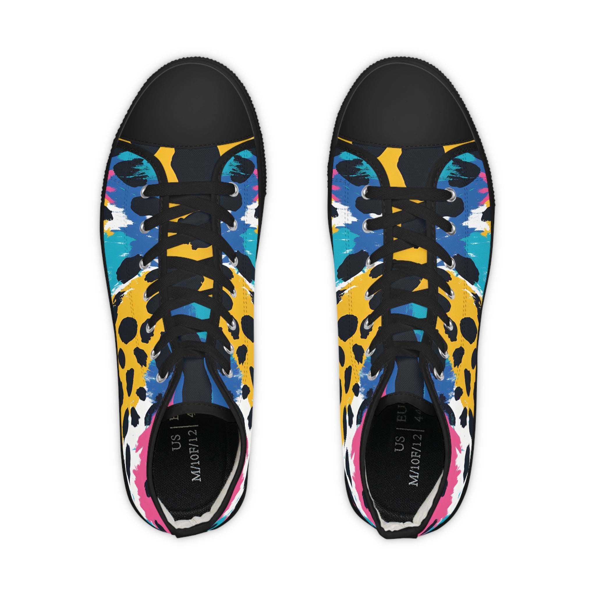 Leopard Print x Paint Brush Strokes Multi-Color Men's High Top Sneakers, Artsulli - Art is Long, Life is Short, Shoes, , , , , , , 