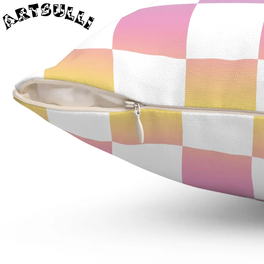 JAKKOUTTHEBXX Vaporwave Check Spun Polyester Square Pillow