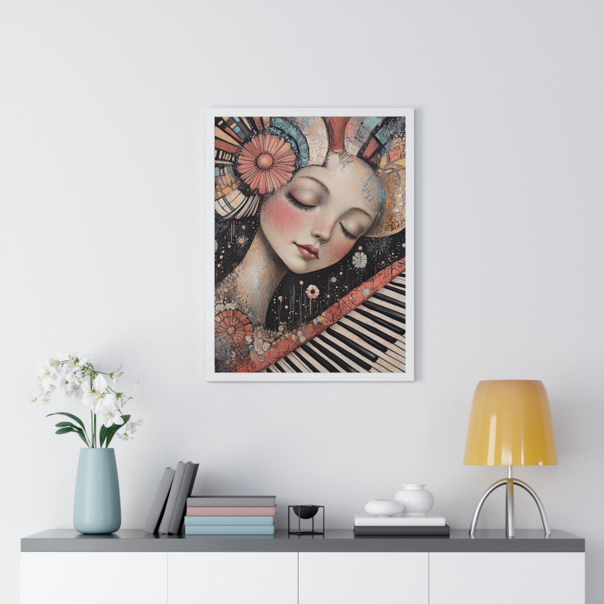 Queen Of Piano Dreams Vertical Framed Poster, Artsulli - Art is Long, Life is Short, Poster, , , , , , , 