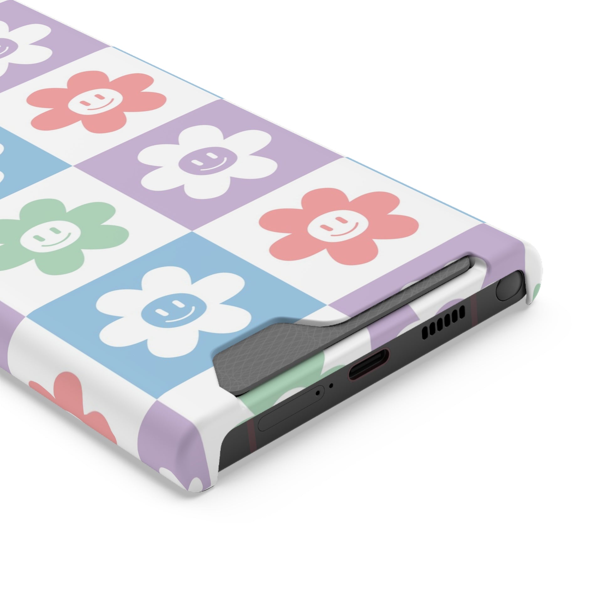 Chessboard x Smiley Face Flowers Multi-Color Phone Case With Card Holder, Artsulli - Art is Long, Life is Short, Phone Case, , , , , , , 