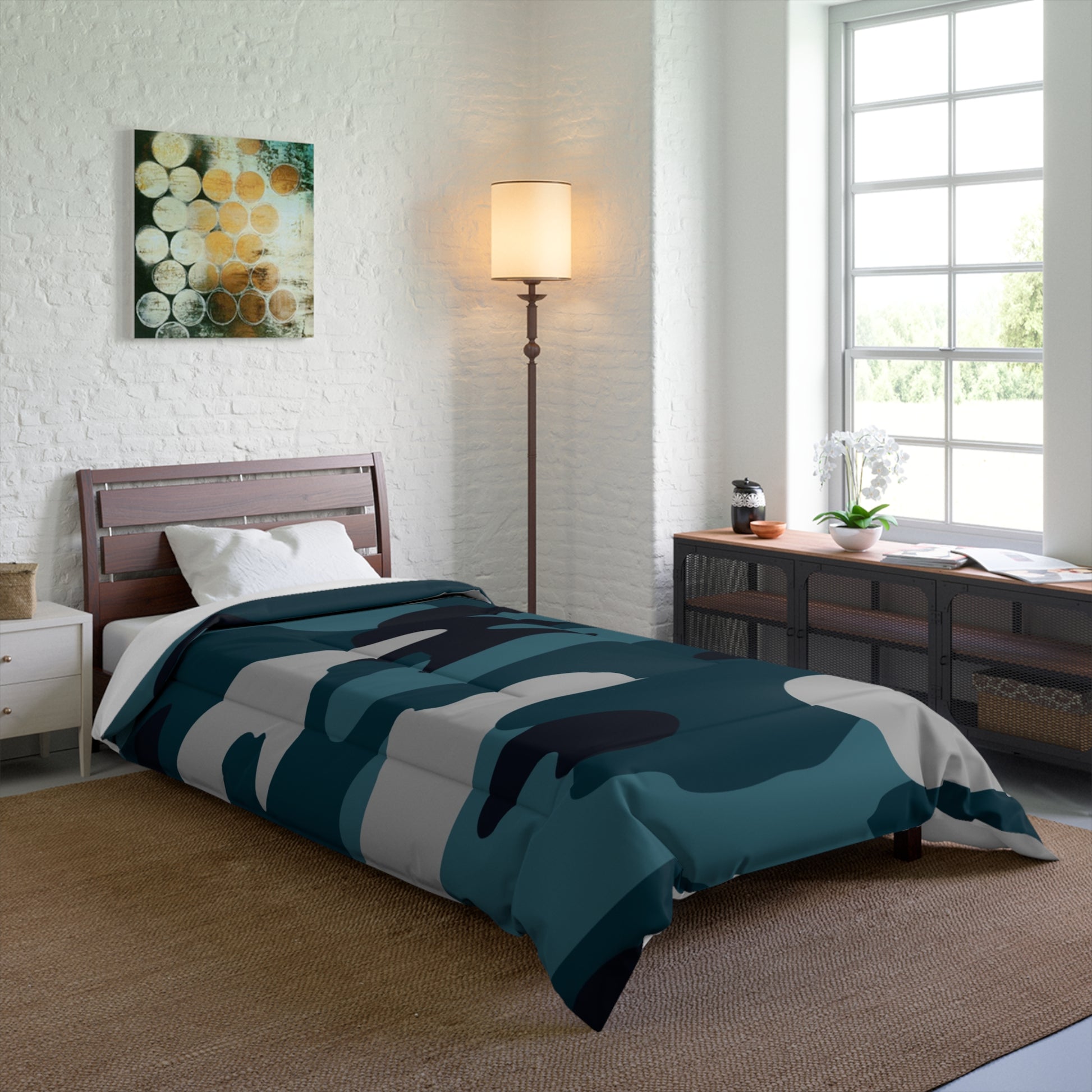 Blue Camouflage Comforter, Artsulli - Art is Long, Life is Short, Home Decor, , , , , , , 
