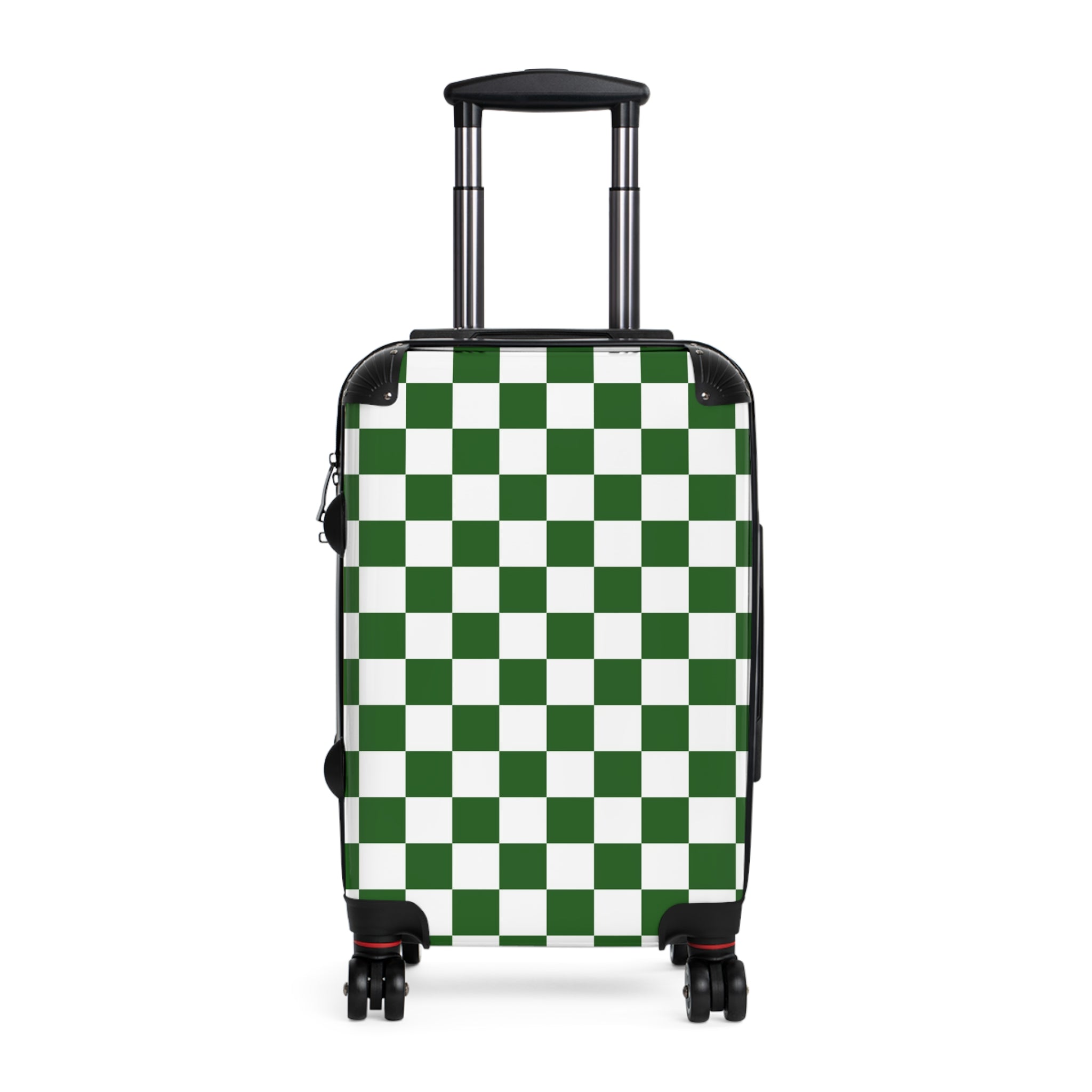 Checkerboard White and Dark Green Suitcase, Artsulli - Art is Long, Life is Short, Bags, Size, Small, Color, Black, , , 14429445122357085132
