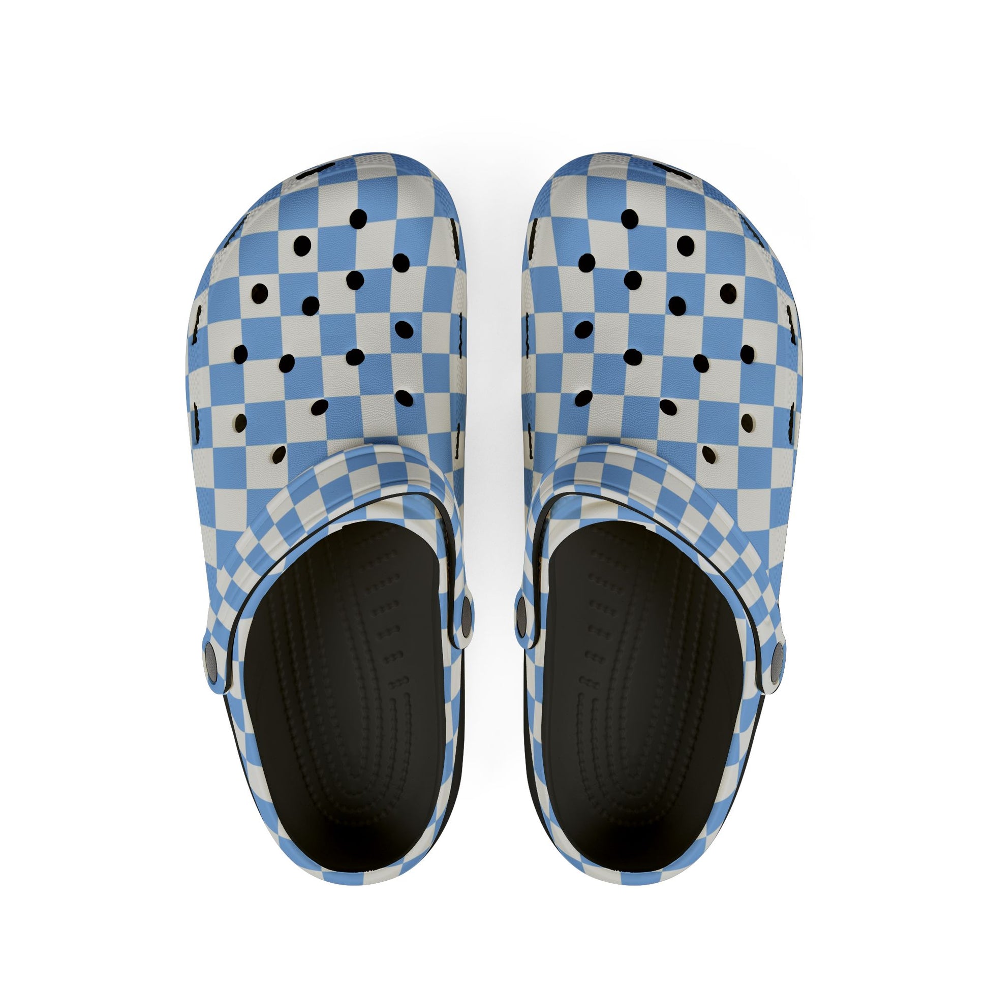 Checkerboard White and Light Blue EVA Foam Rubber Shoes (AOP), Artsulli - Art is Long, Life is Short, Shoes, Size, US 6 (Women's), Color, Black, , , 17433554327019324472