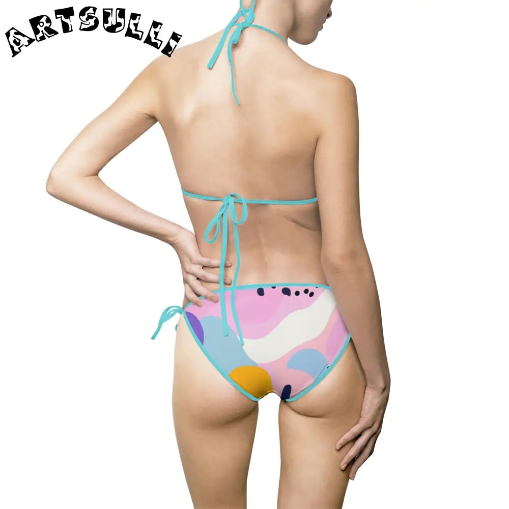 JAKKOUTTHEBXX Colorful Abstract Dots and Shapes Women’s Bikini