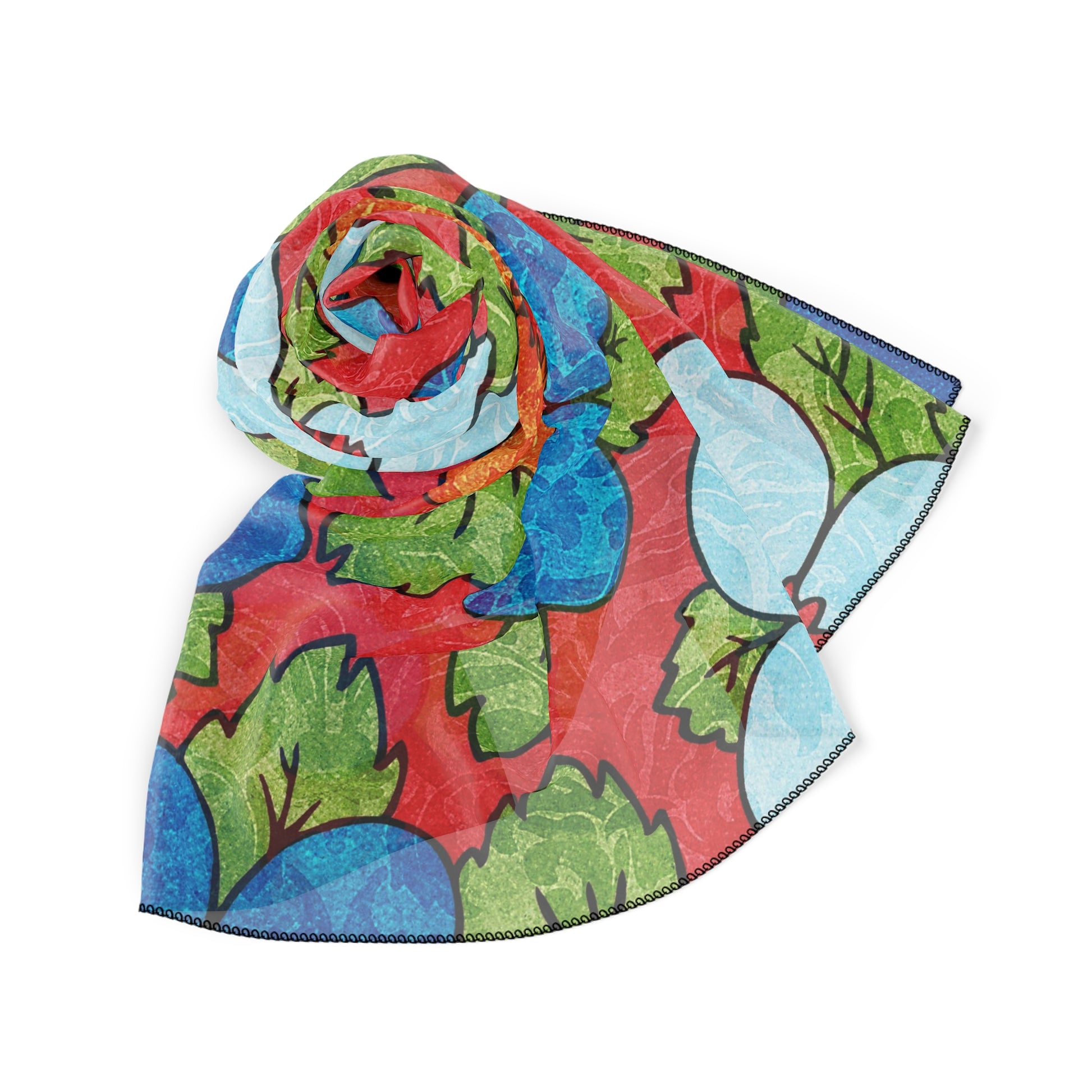 Groovy Red Floral Kl Poly Scarf, Artsulli - Art is Long, Life is Short, Accessories, , , , , , , 