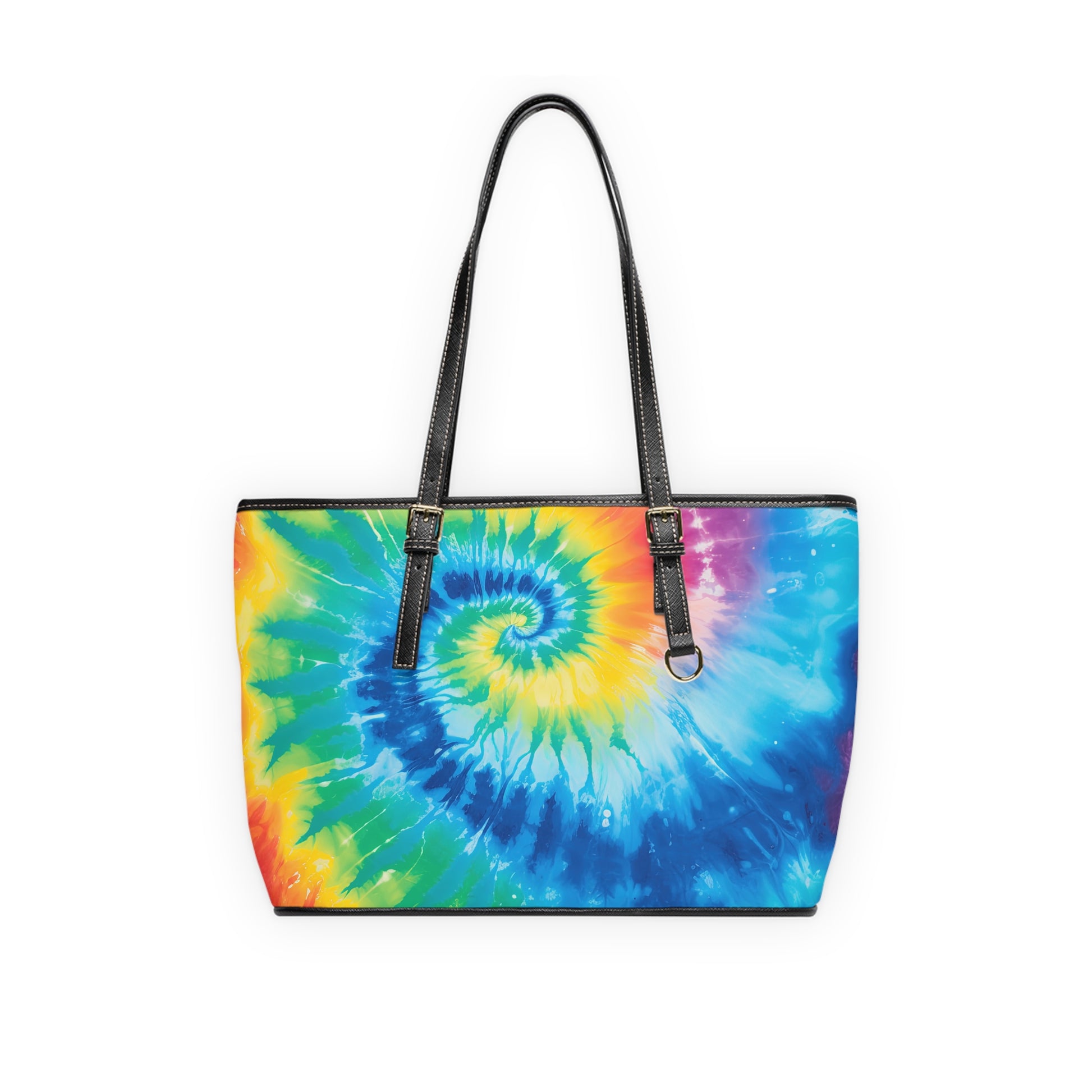 Tie Dye PU Leather Shoulder Bag, Artsulli - Art is Long, Life is Short, Bags, Size, 16" x 10", Color, Black, , , 21632271018135860100