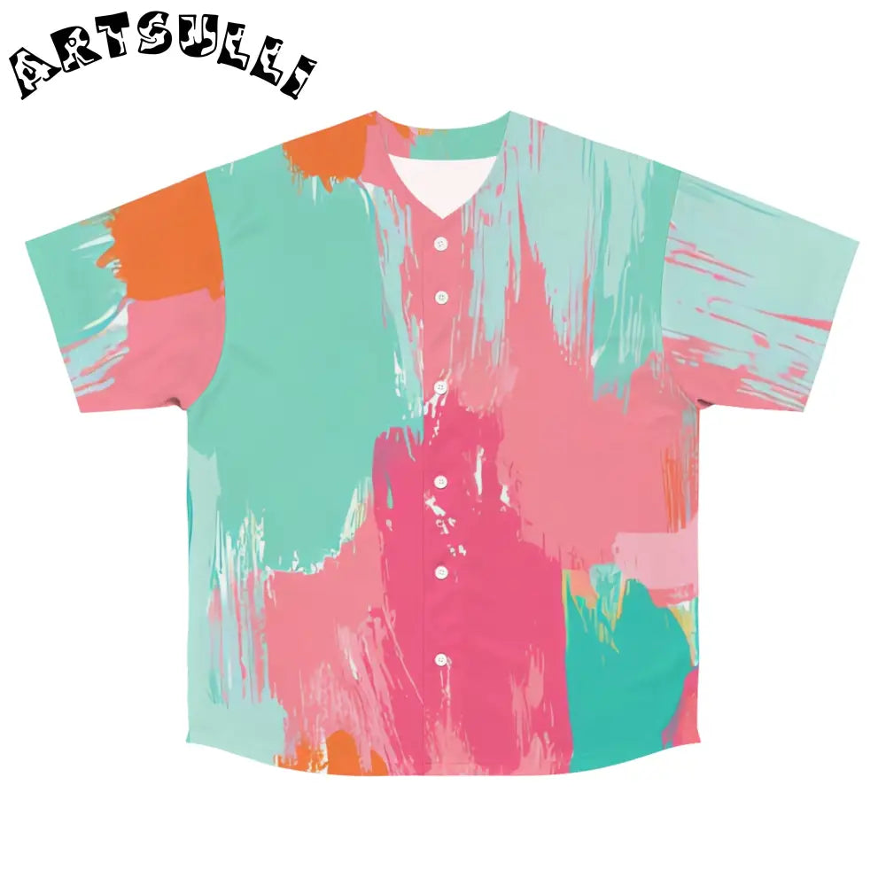 JAKKOUTTHEBXX Preppy Pixel Bloom Men’s Baseball Jersey (AOP)
