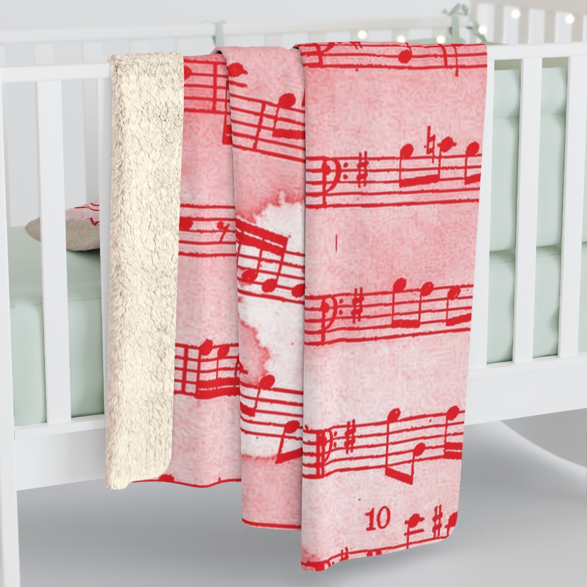 Drip Spill Type Beat Sheet Music Red Sherpa Fleece Blanket, Artsulli - Art is Long, Life is Short, Home Decor, , , , , , , 