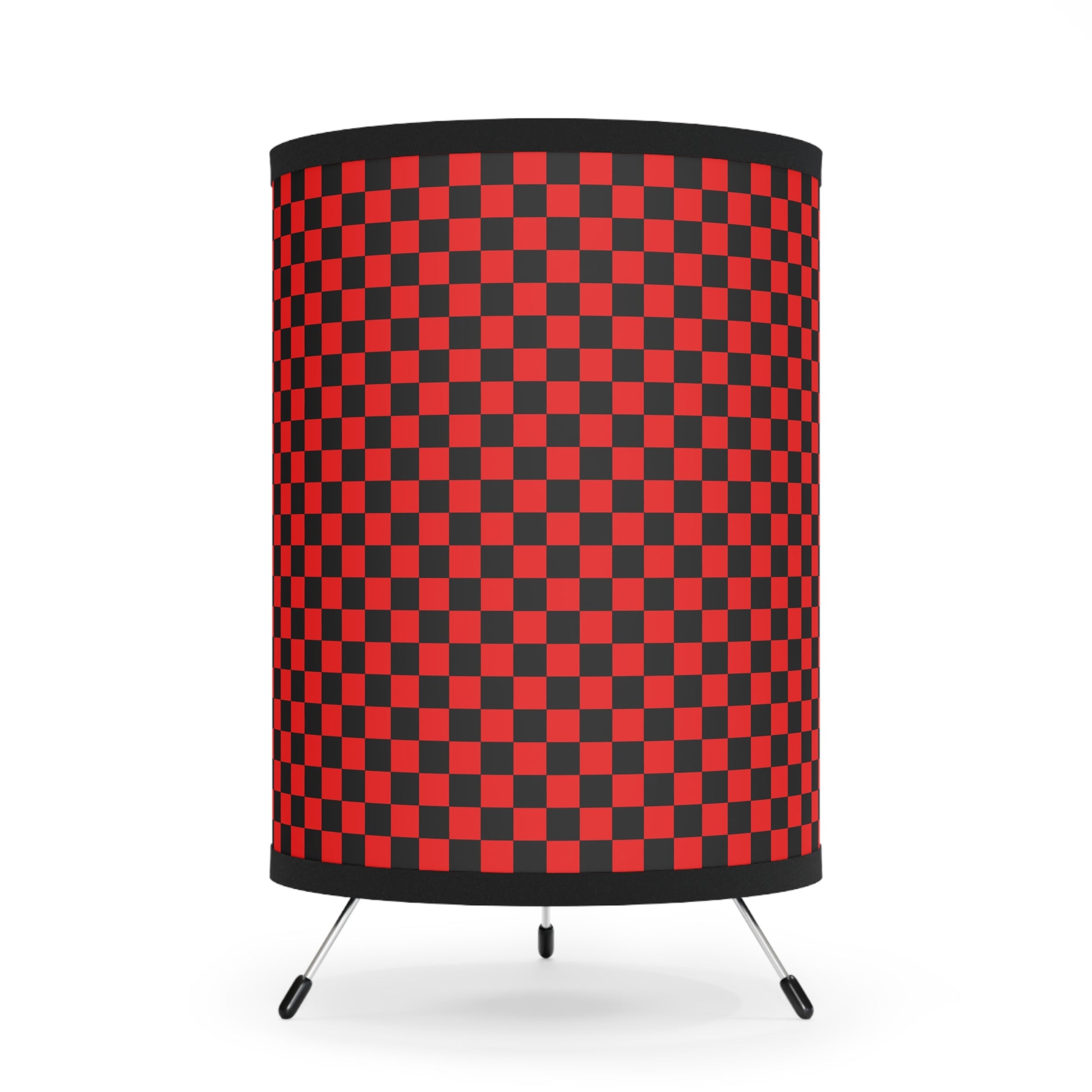 Checkerboard Red and Black Tripod Lamp with High-Res Printed Shade, US\CA plug, Artsulli - Art is Long, Life is Short, Home Decor, Size, One size, Color, Black, , , 37841912547553060042