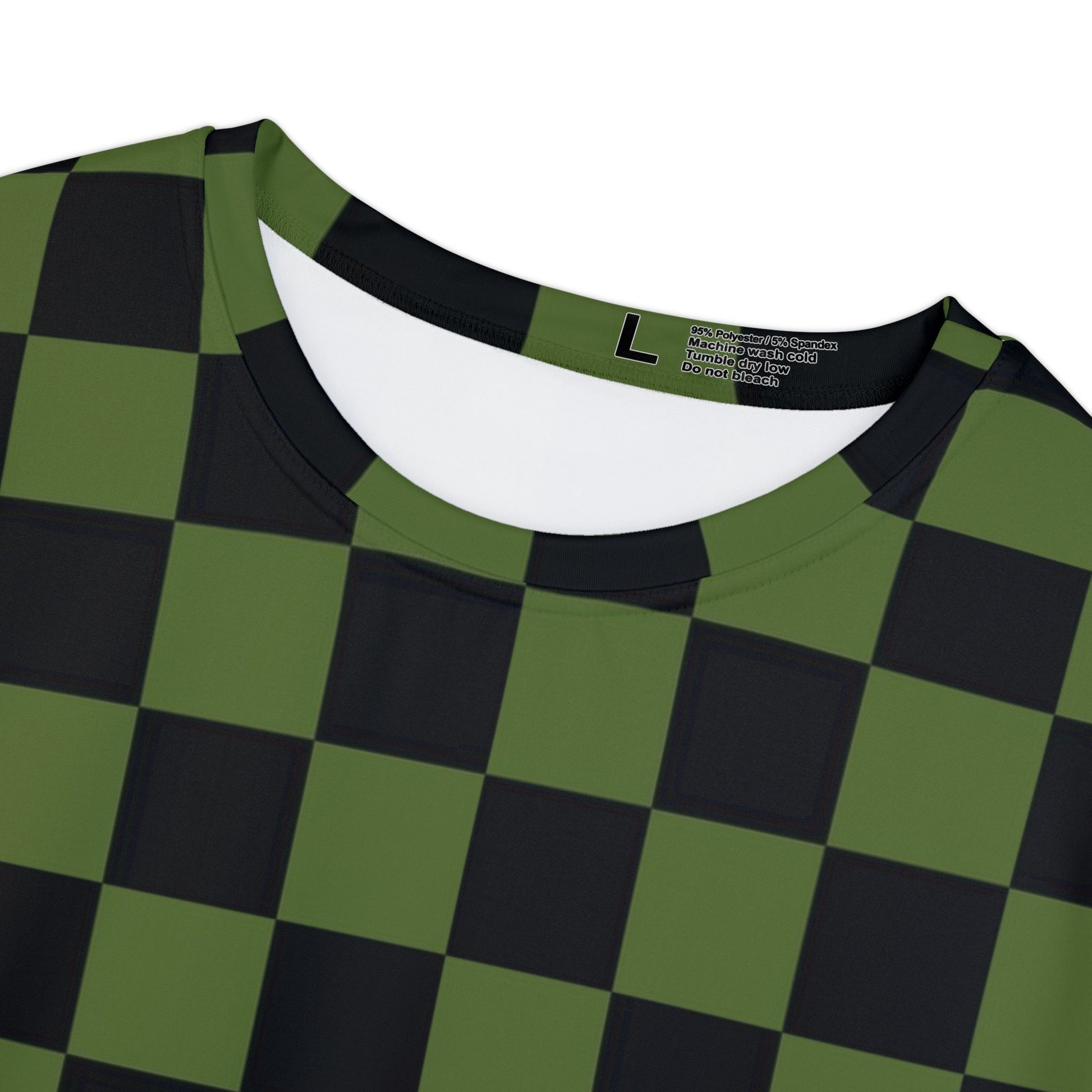 Checkerboard Olive Green and Black Women's Short Sleeve Shirt (AOP), Artsulli - Art is Long, Life is Short, All Over Prints, , , , , , , 