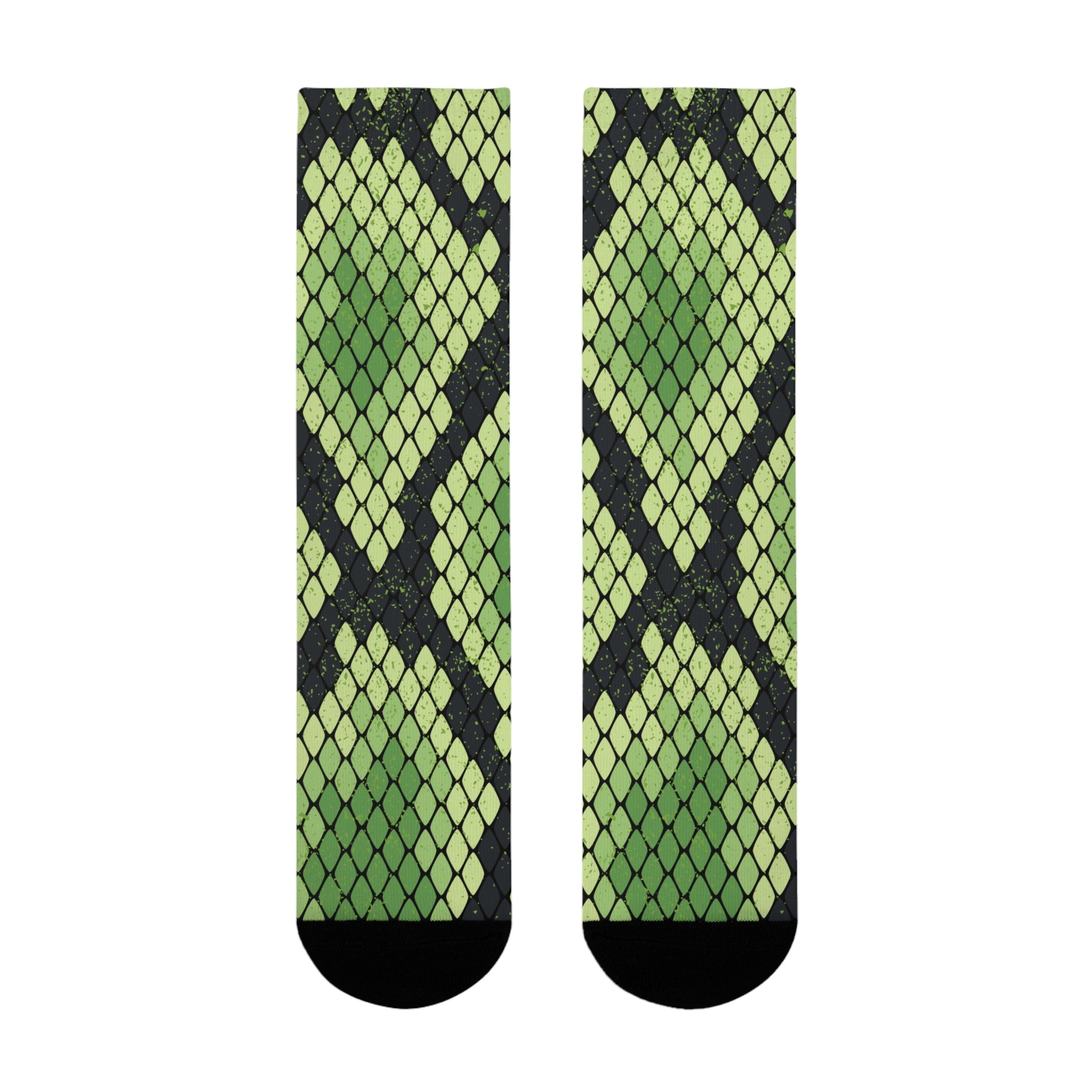 Snake Skin Green and Black Sublimation Crew Socks (EU), Artsulli - Art is Long, Life is Short, All Over Prints, , , , , , , 