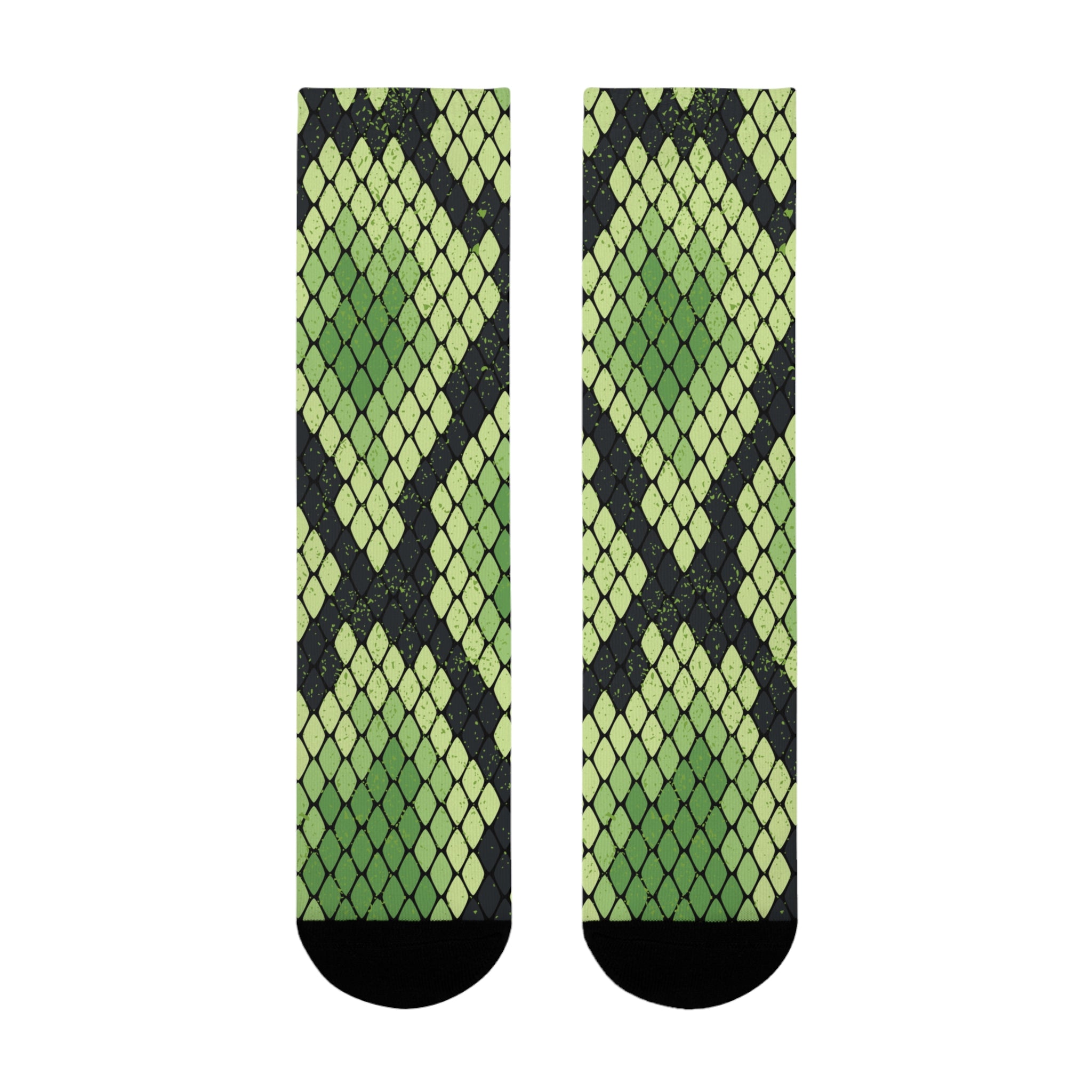 Snake Skin Green and Black Sublimation Crew Socks (EU), Artsulli - Art is Long, Life is Short, All Over Prints, , , , , , , 