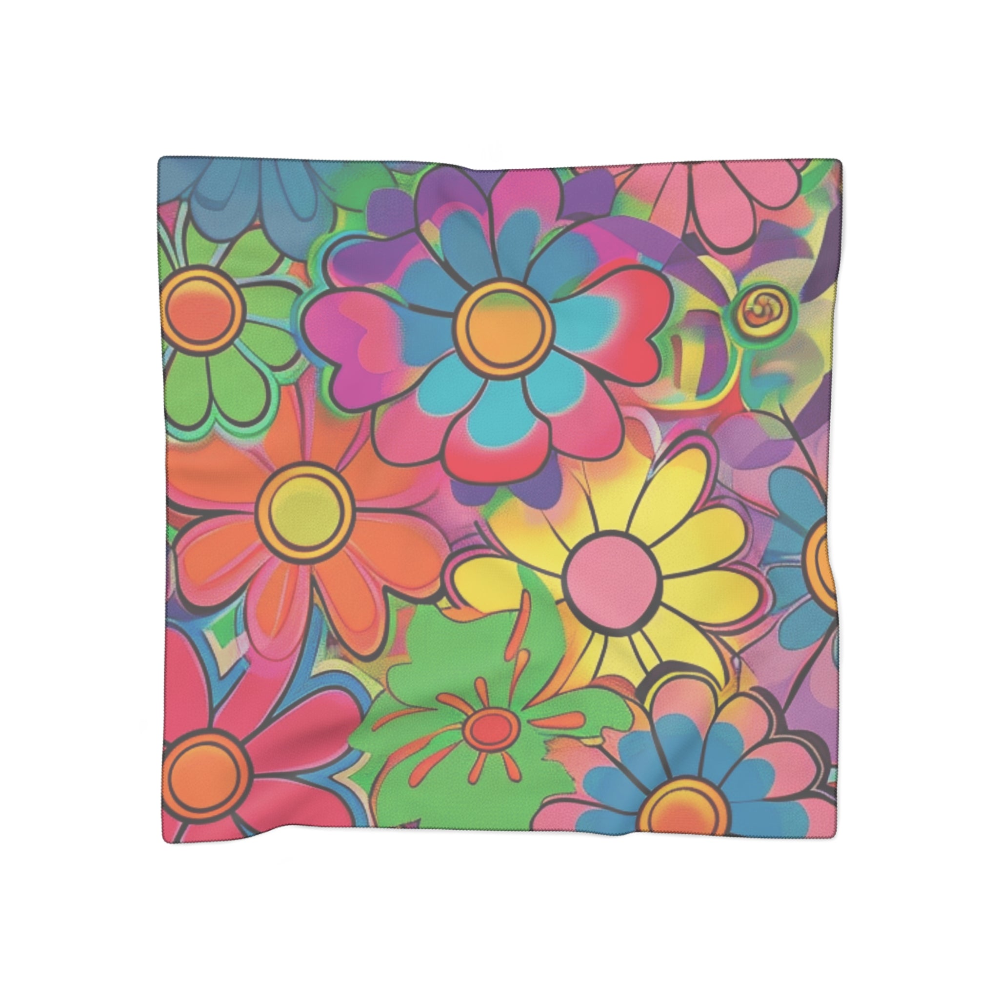 Chromatic Daisy Dream Poly Scarf, Artsulli - Art is Long, Life is Short, Accessories, Color, Poly voile, Size, 25" × 25", , , 25239095968982137907
