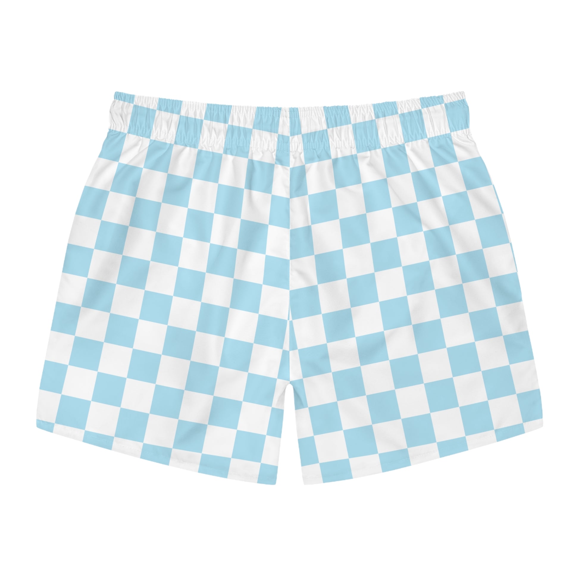 Checkerboard Sky Blue Swim Trunks (AOP), Artsulli - Art is Long, Life is Short, All Over Prints, , , , , , , 