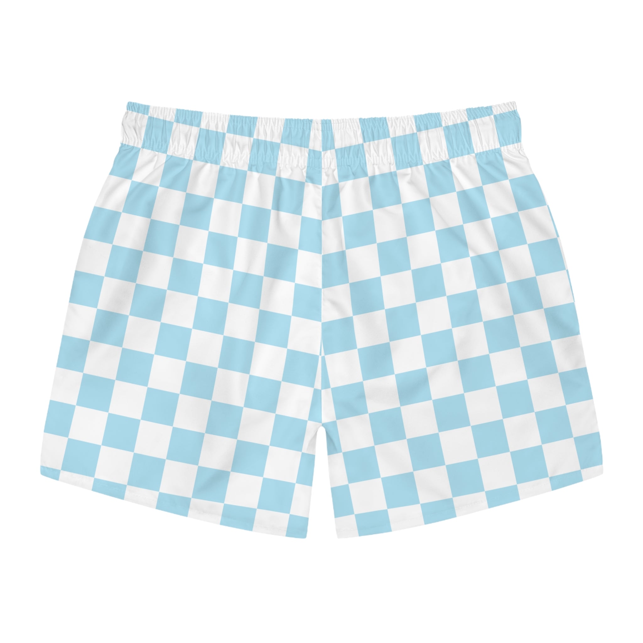 Checkerboard Sky Blue Swim Trunks (AOP), Artsulli - Art is Long, Life is Short, All Over Prints, , , , , , , 