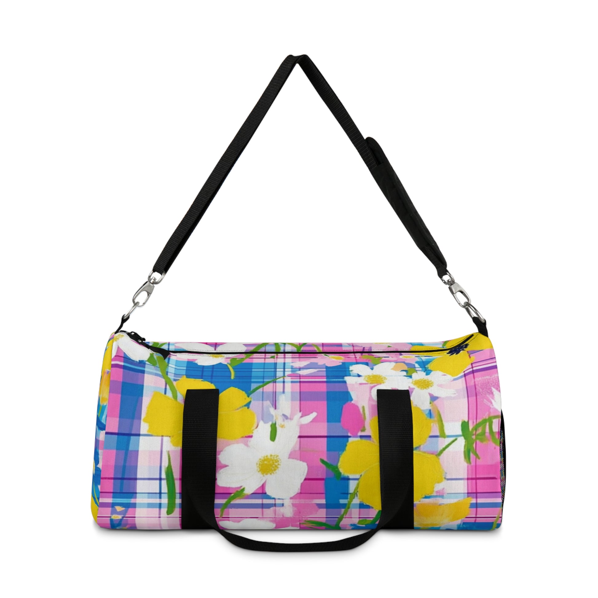 Plaid Garden II Pink and Purple Duffel Bag, Artsulli - Art is Long, Life is Short, Bags, , , , , , , 