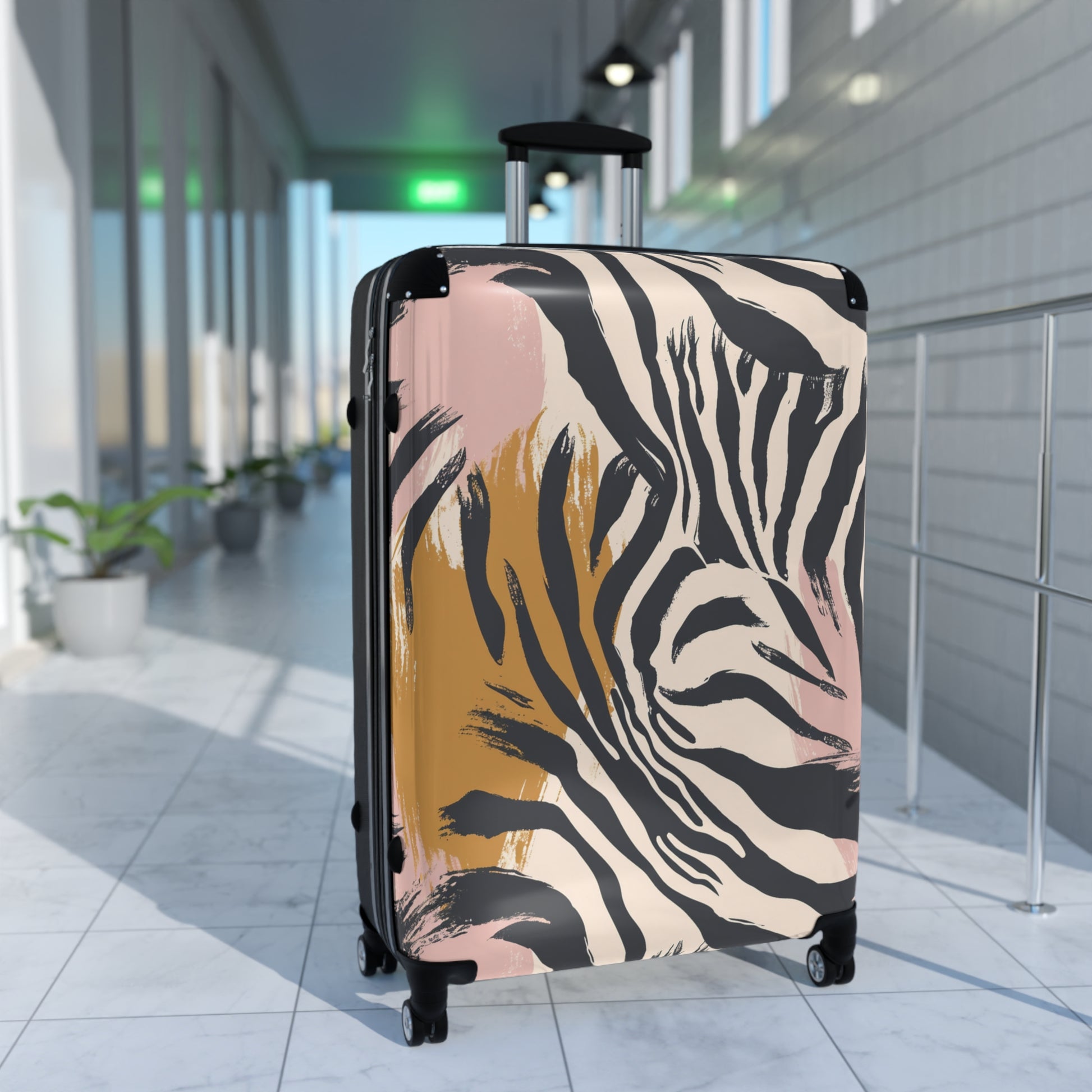Zebra Brush Strokes Suitcase, Artsulli - Art is Long, Life is Short, Bags, , , , , , , 