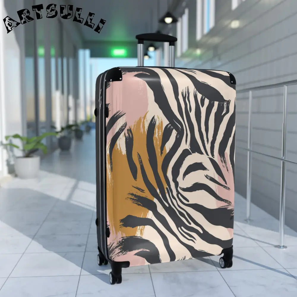 JAKKOUTTHEBXX Zebra Print Hard Shell Carry-On Luggage with Spinner