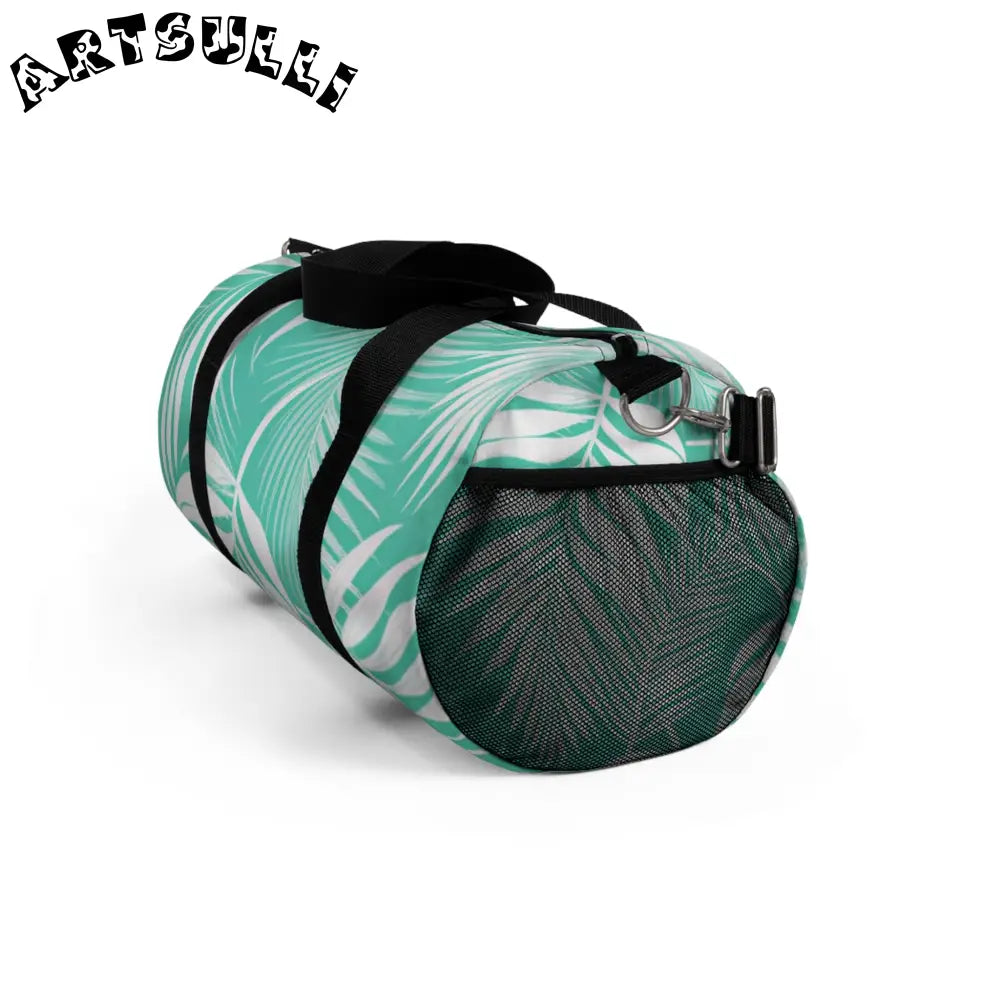 JAKKOUTTHEBXX Teal Palm Leaf Illustration Printed Duffel Bag 2025
